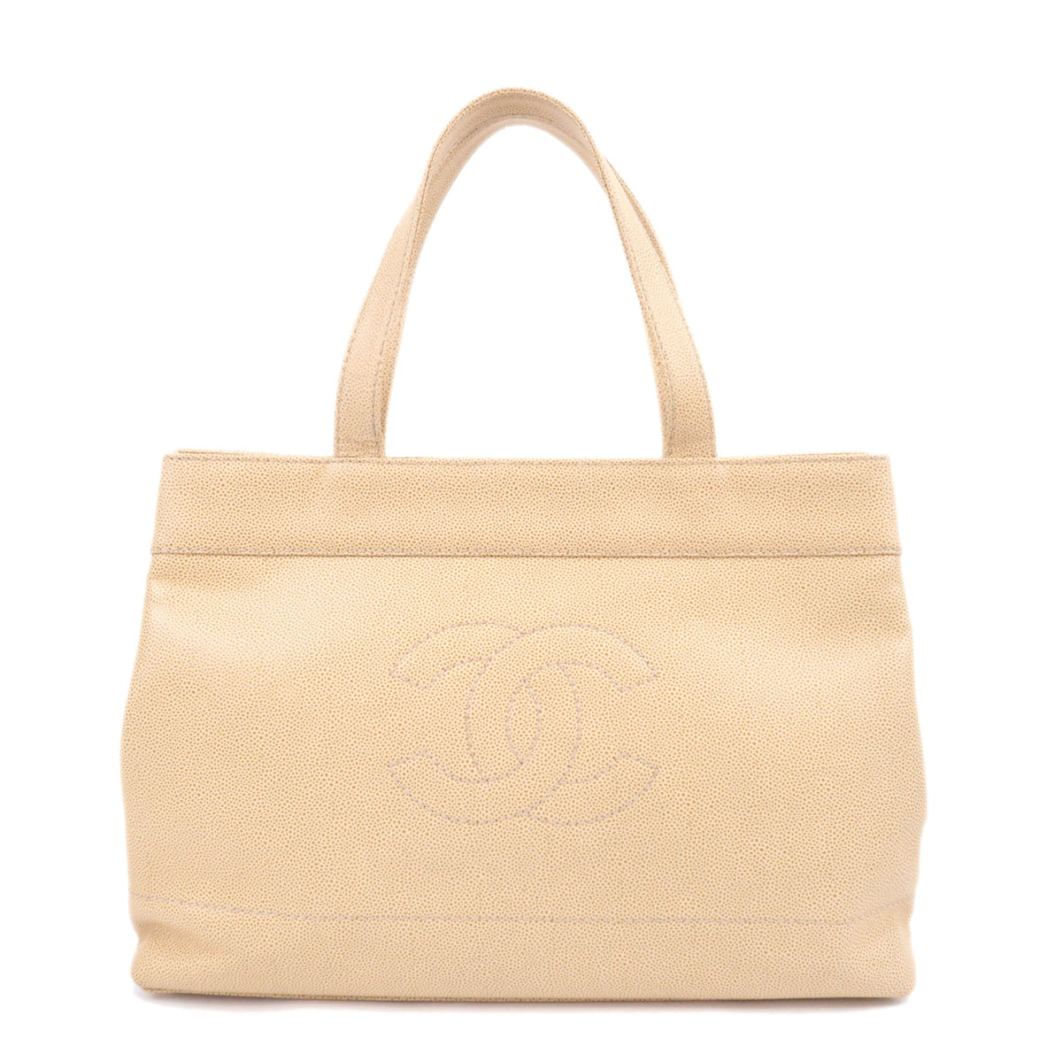 CHANEL Coco Mark Tote Bag Caviarskin Beige93460