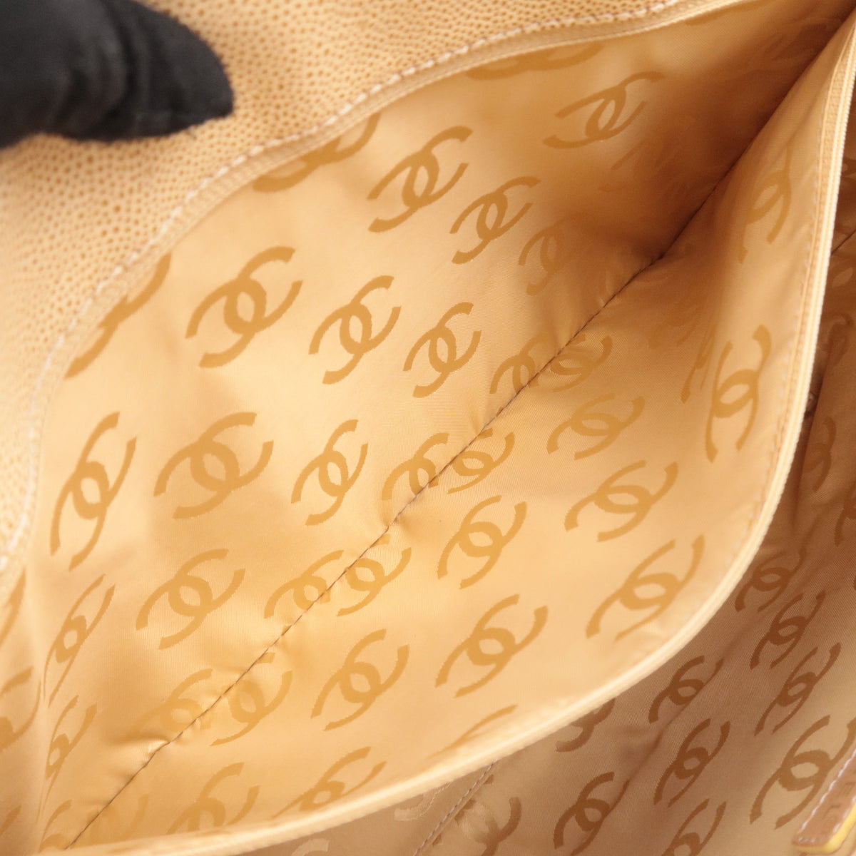 CHANEL Coco Mark Tote Bag Caviarskin Beige