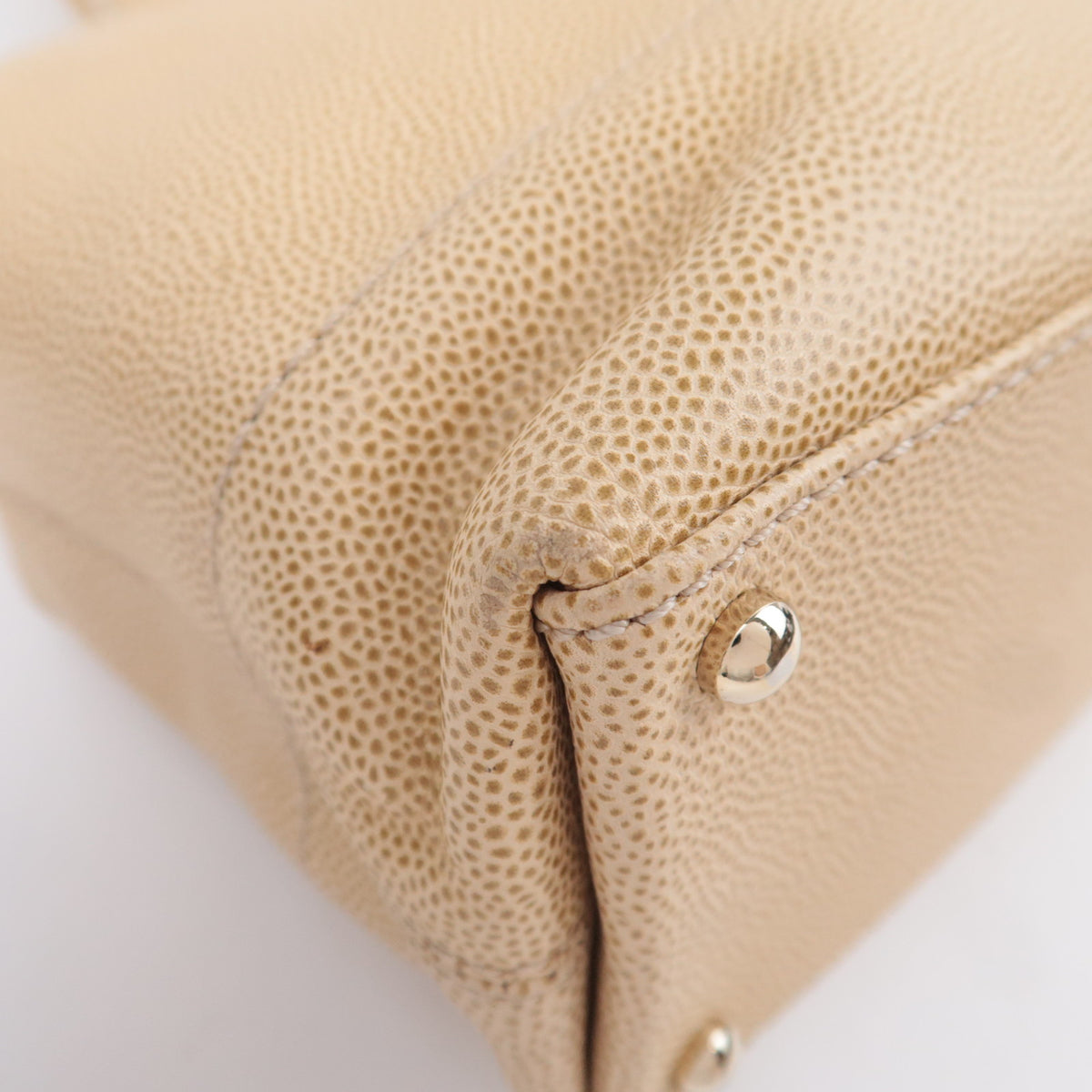 CHANEL Coco Mark Tote Bag Caviarskin Beige