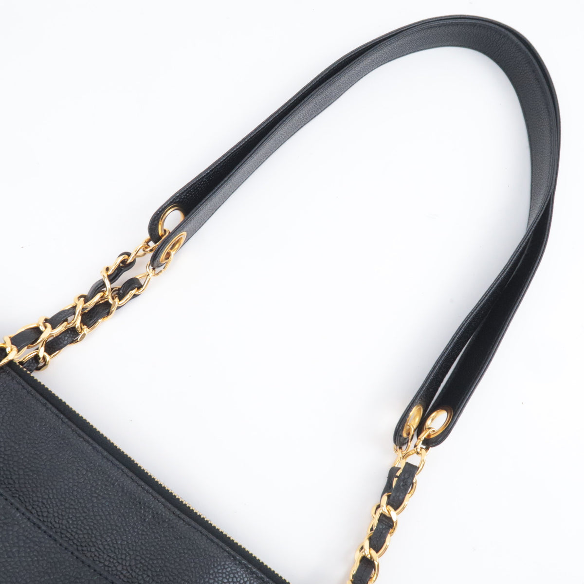 CHANEL Triple Coco Chain Tote Bag Caviarskin Black