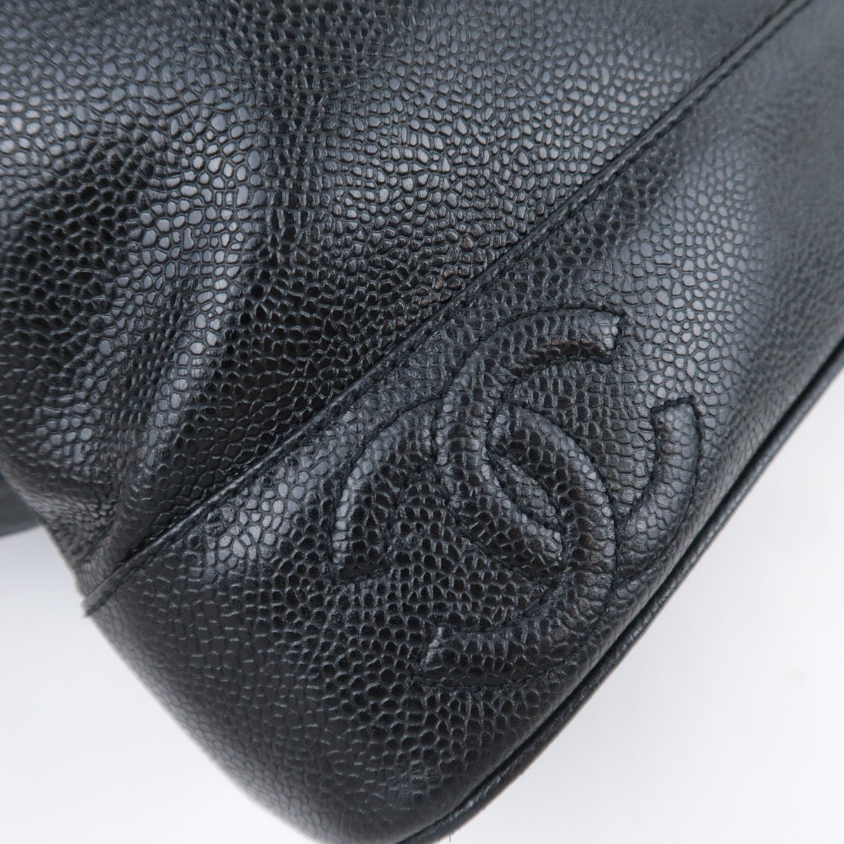 CHANEL Triple Coco Chain Tote Bag Caviarskin Black