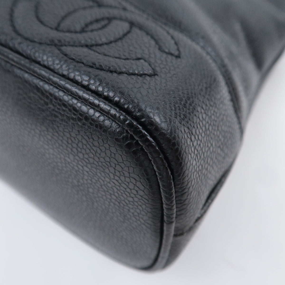 CHANEL Triple Coco Chain Tote Bag Caviarskin Black