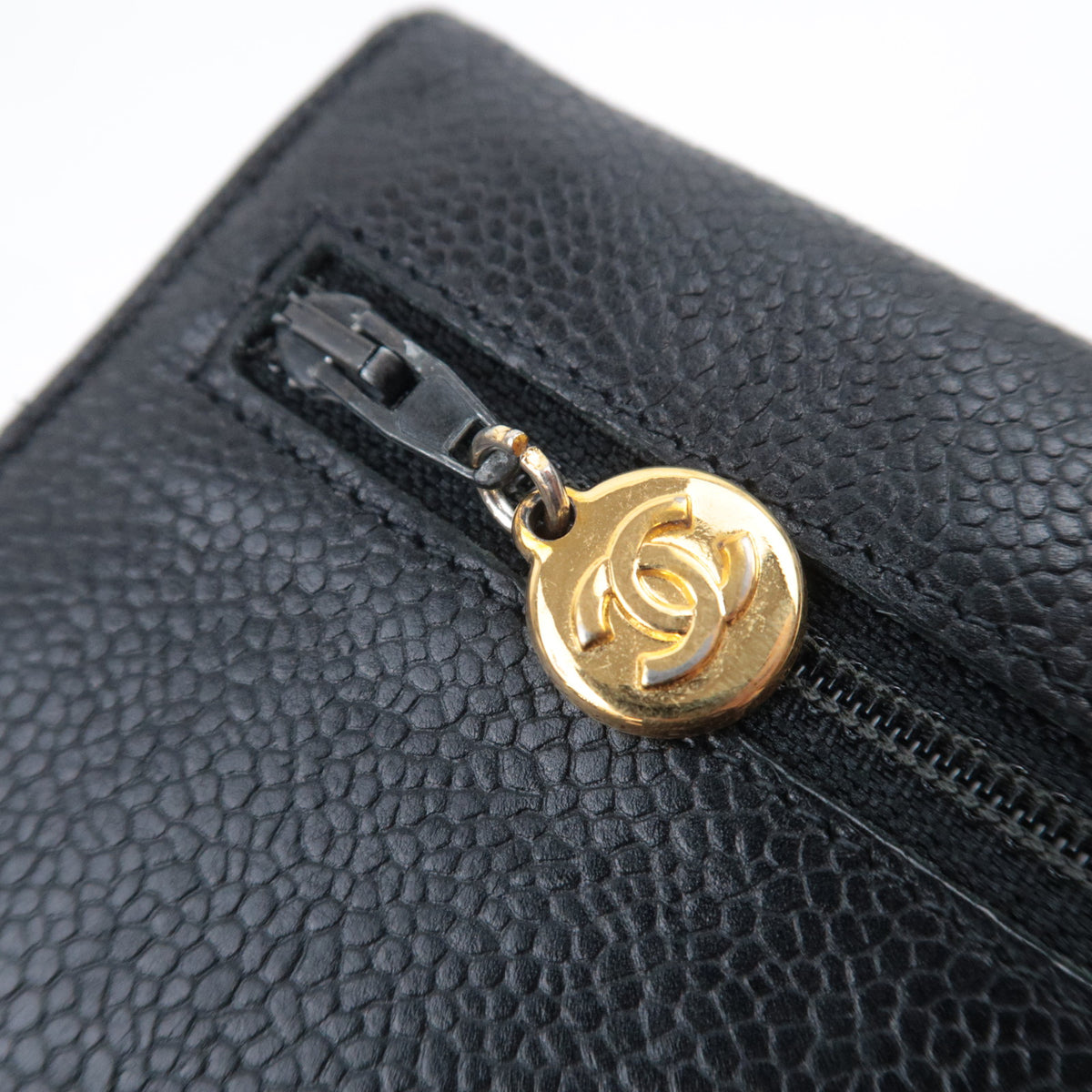 CHANEL Coco Mark Bi-Fold Long Flap Wallet Caviarskin Black