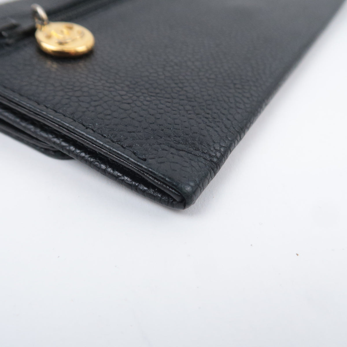 CHANEL Coco Mark Bi-Fold Long Flap Wallet Caviarskin Black
