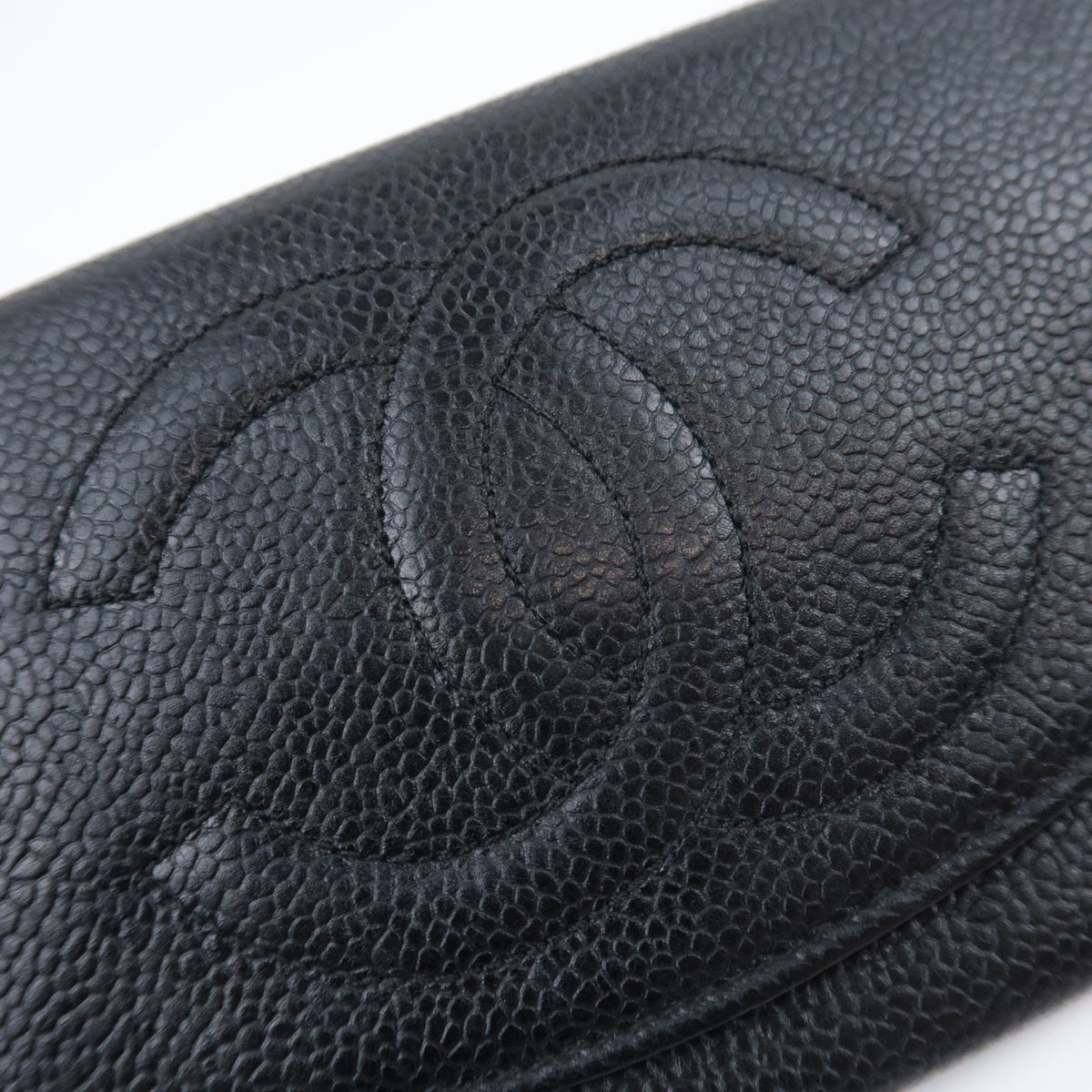 CHANEL Coco Mark Bi-Fold Long Flap Wallet Caviarskin Black