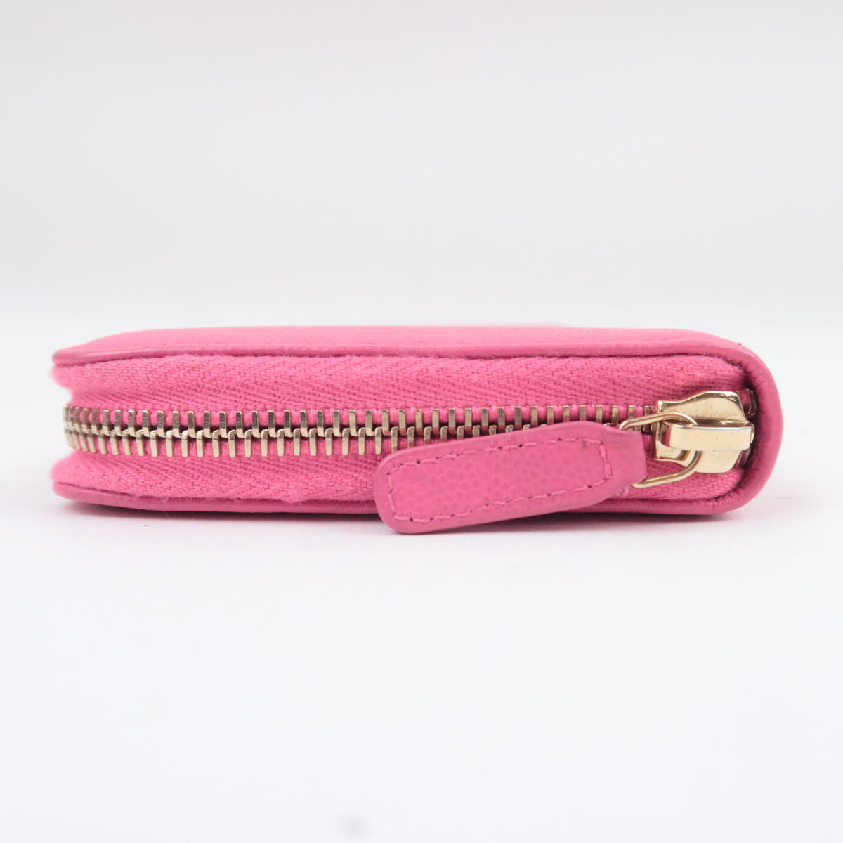 CHANEL Camellia Zip Around Leather Long Wallet