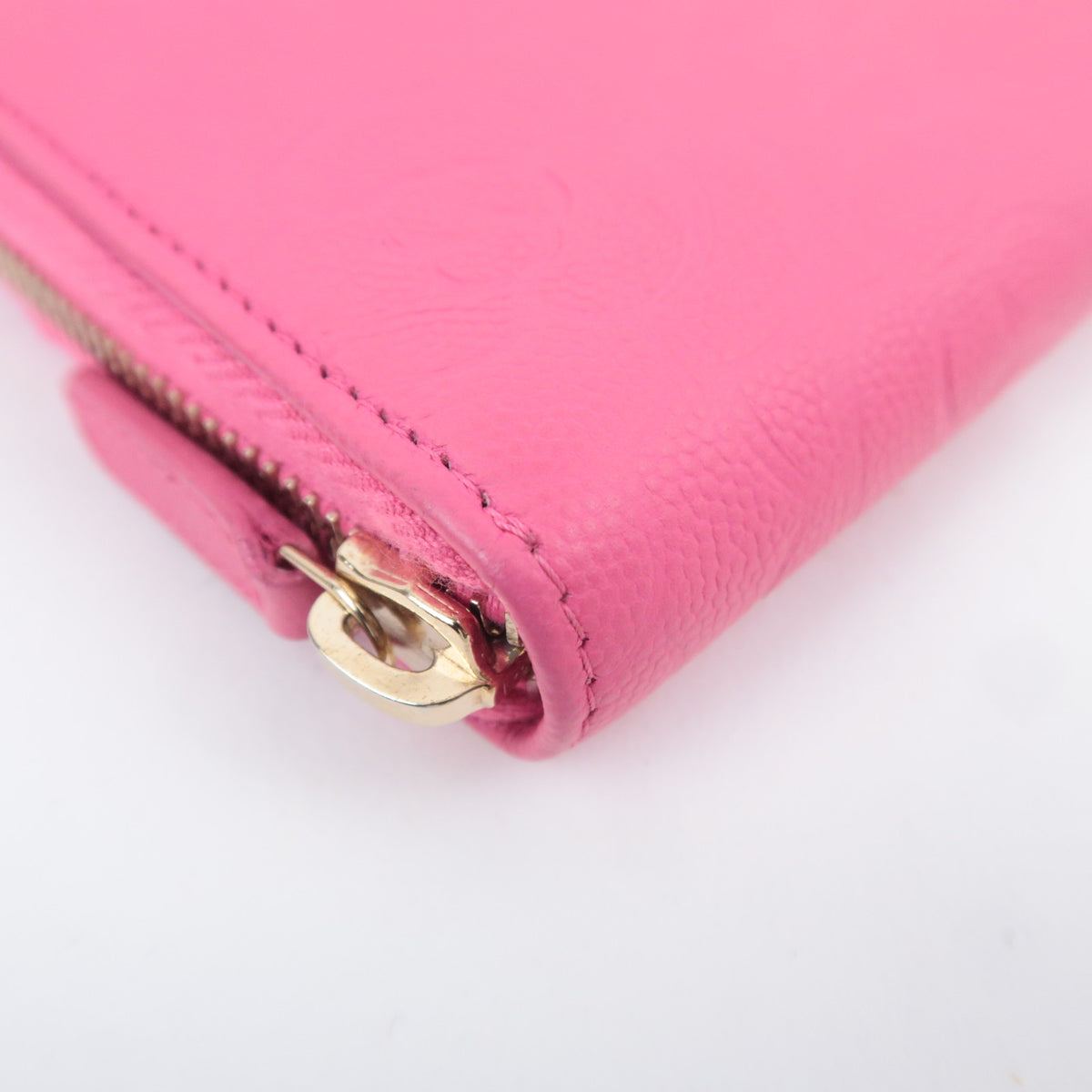 CHANEL Camellia Zip Around Leather Long Wallet
