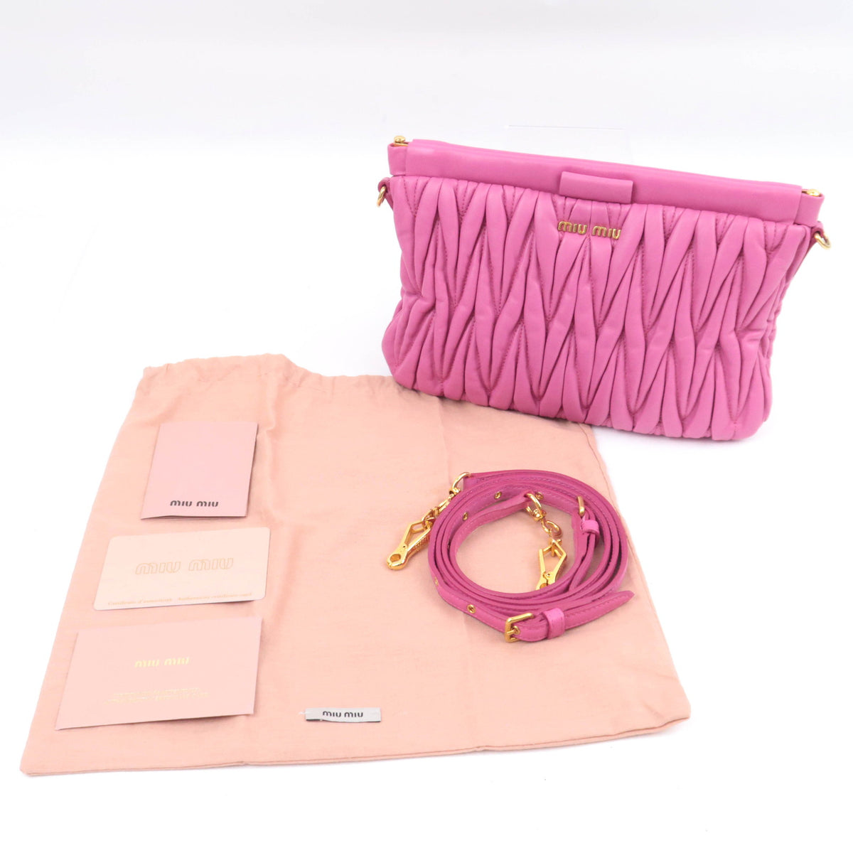 MIU MIU Matelasse 2Way Flat Shoulder Bag Clutch Bag RP0356