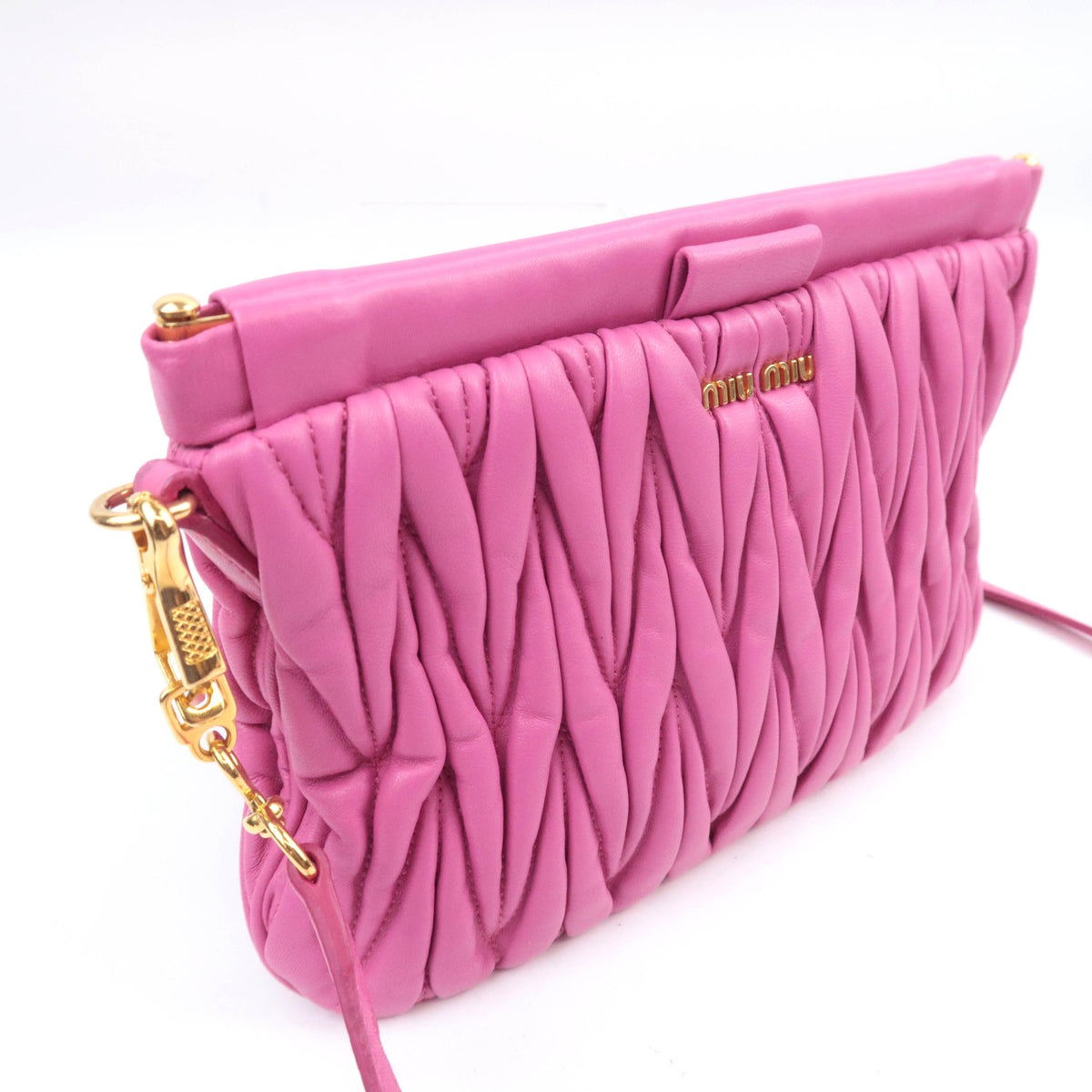 MIU MIU Matelasse 2Way Flat Shoulder Bag Clutch Bag RP0356