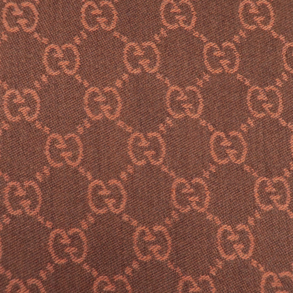 GUCCI GG Print Fringe Scarf 100% Wool Orange