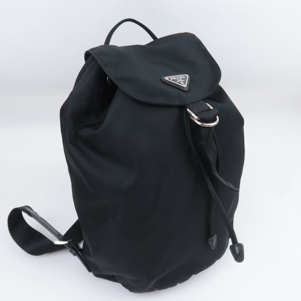 PRADA Nylon Leather Drawstring Backpack