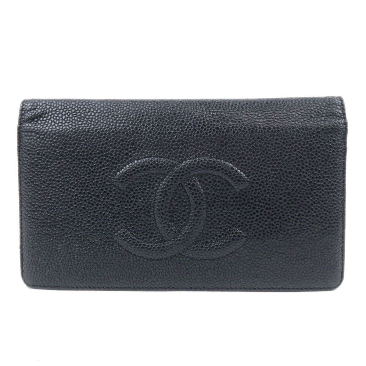 CHANEL Coco Mark Bi-Fold Long Wallet Caviarskin93615