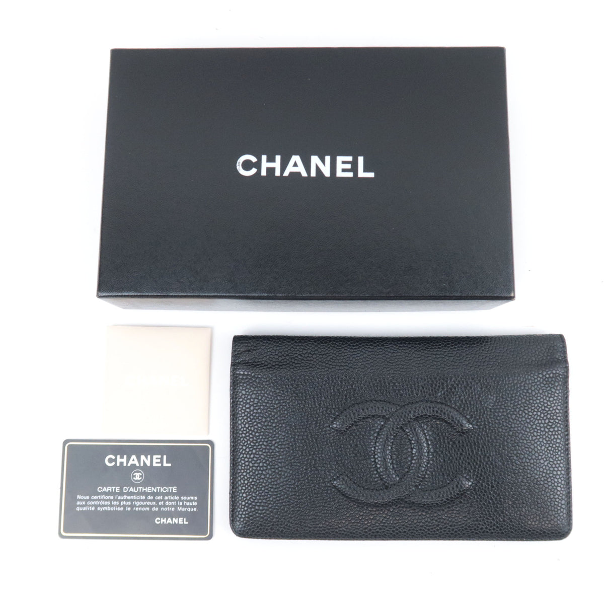 CHANEL Coco Mark Bi-Fold Long Wallet Caviarskin