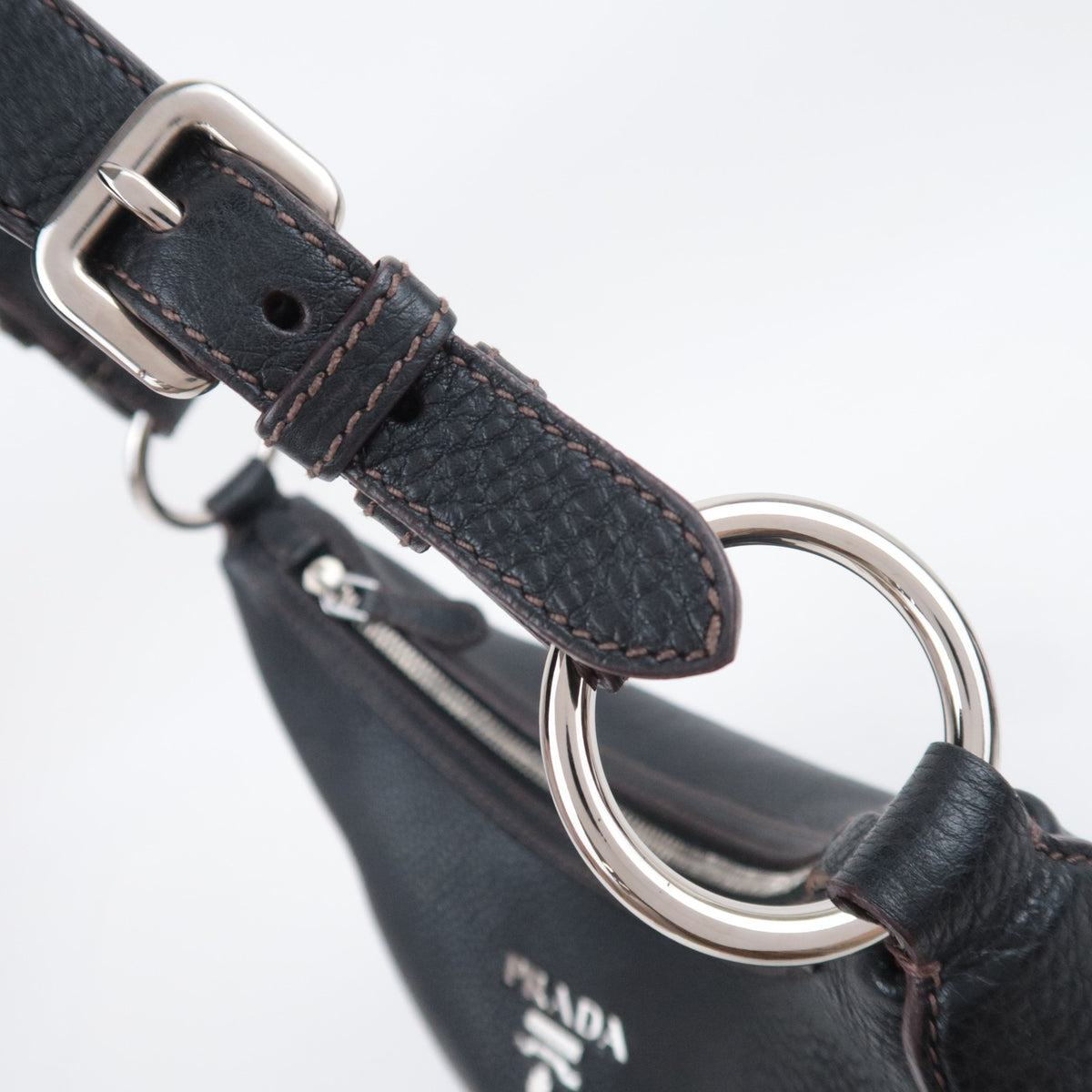 PRADA Leather Hobo Shoulder Bag