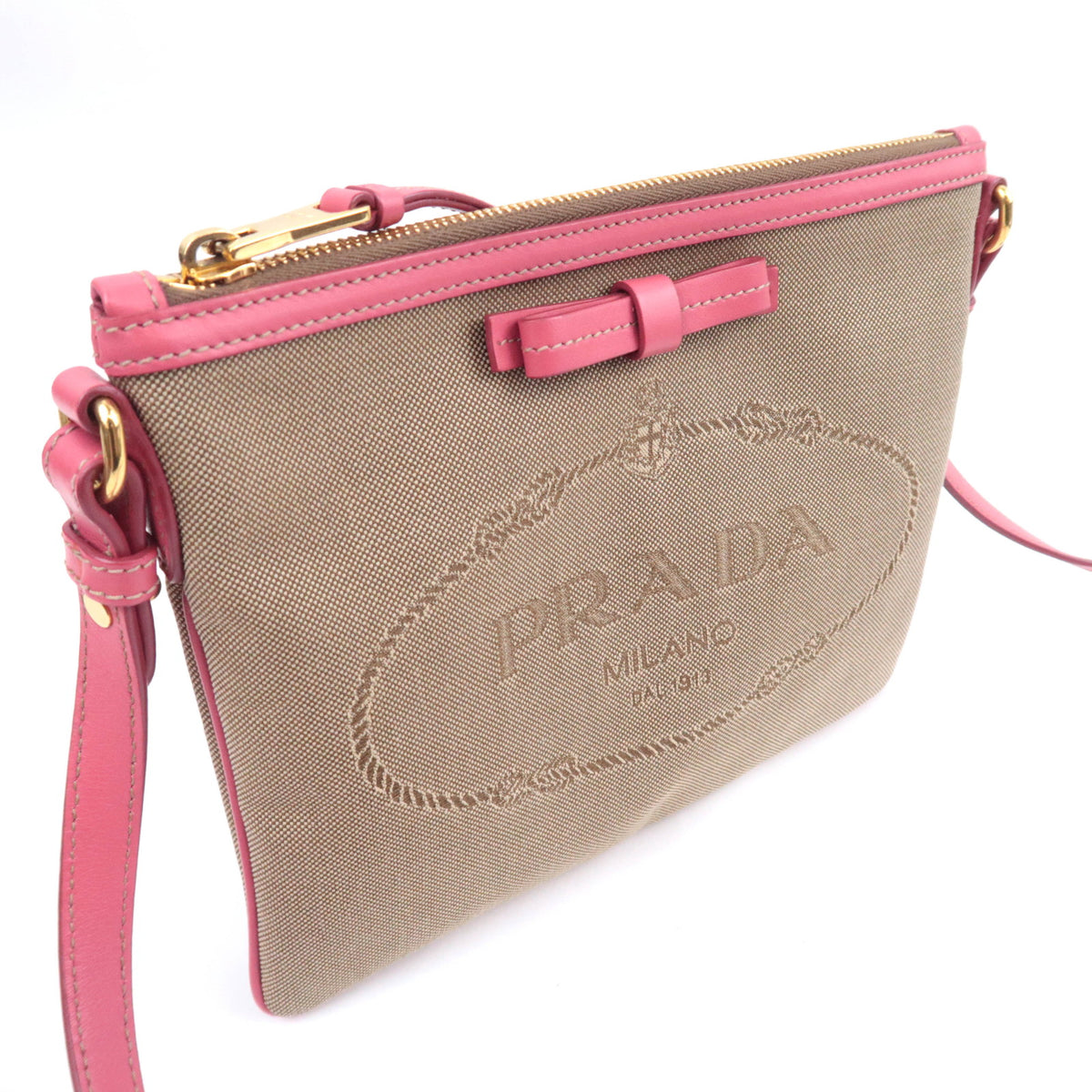 PRADA Logo Jacquard Shoulder Bag