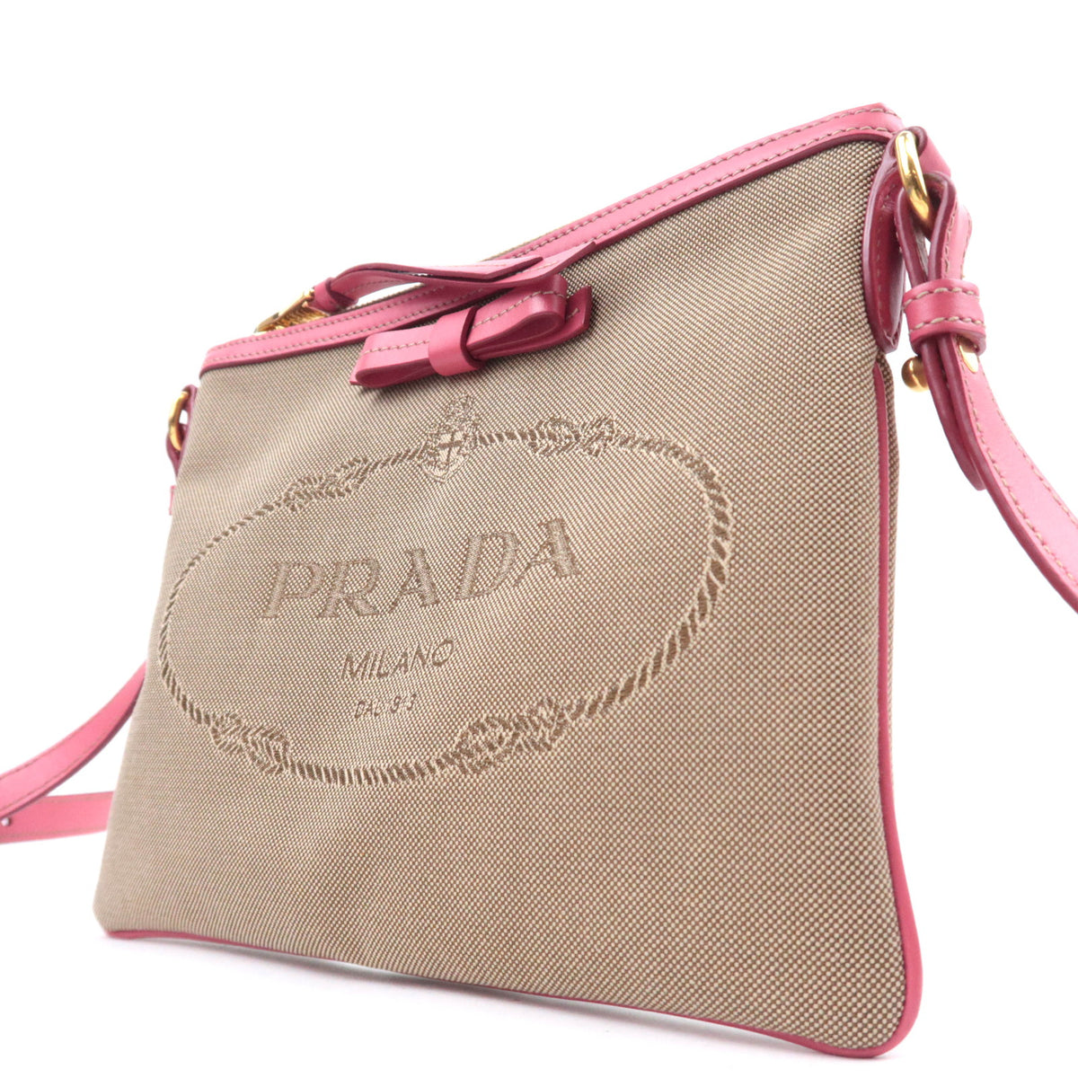 PRADA Logo Jacquard Shoulder Bag