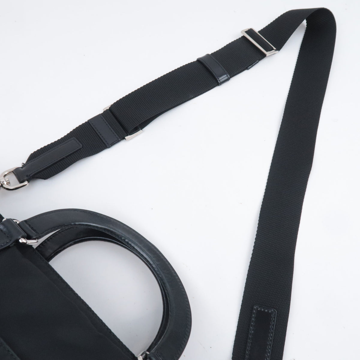 PRADA Logo 2Way Nylon Leather Handbag