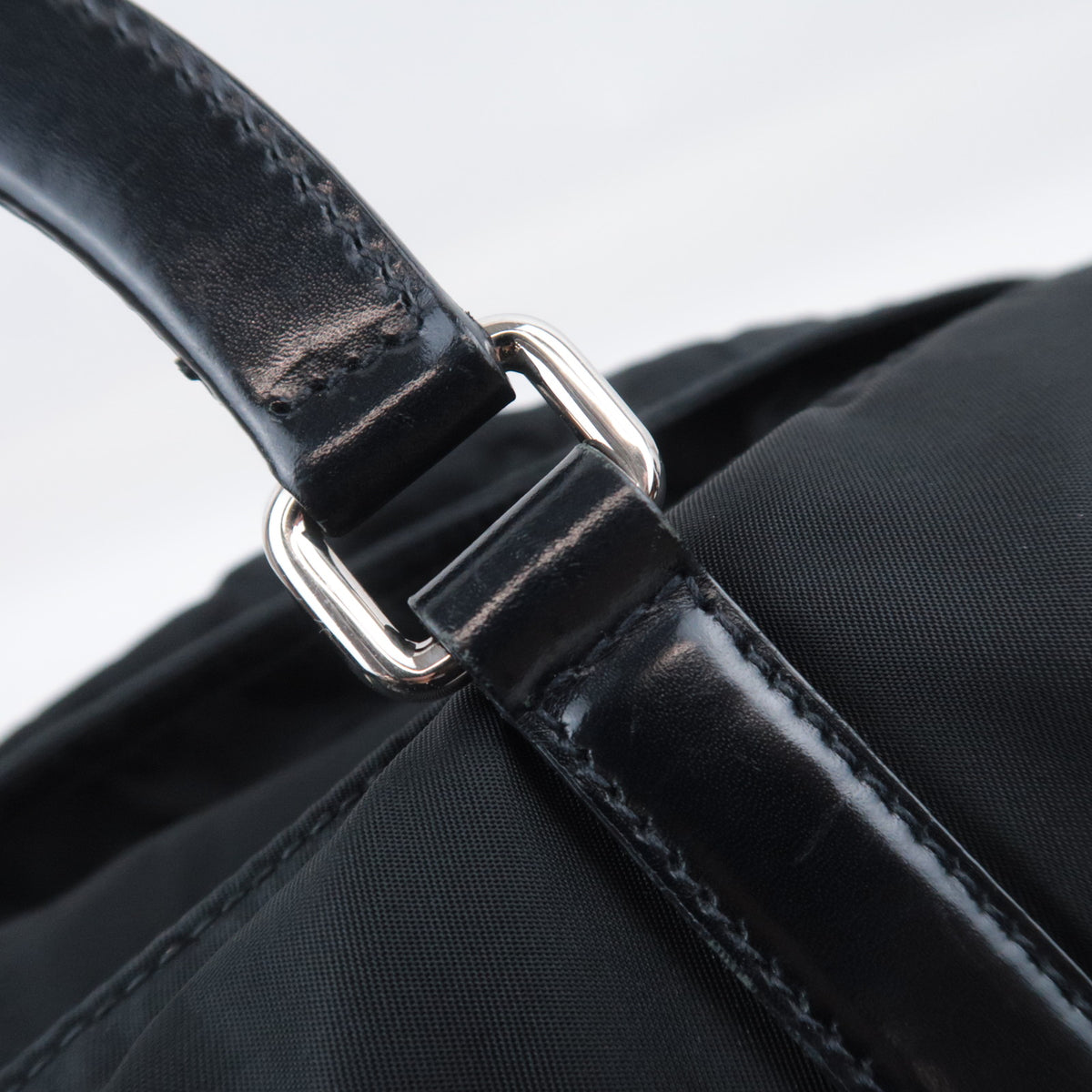 PRADA Logo 2Way Nylon Leather Handbag