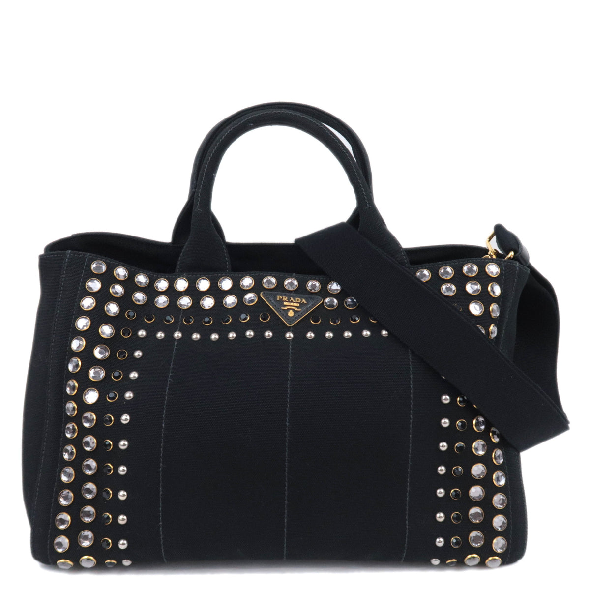 PRADA Canapa Medium Bijou Canvas Tote Bag 1BG64293731