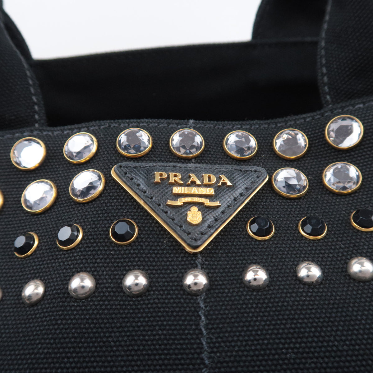 PRADA Canapa Medium Bijou Canvas Tote Bag 1BG642