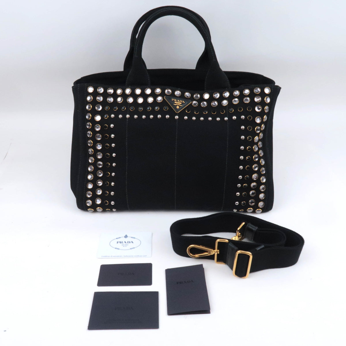 PRADA Canapa Medium Bijou Canvas Tote Bag 1BG642