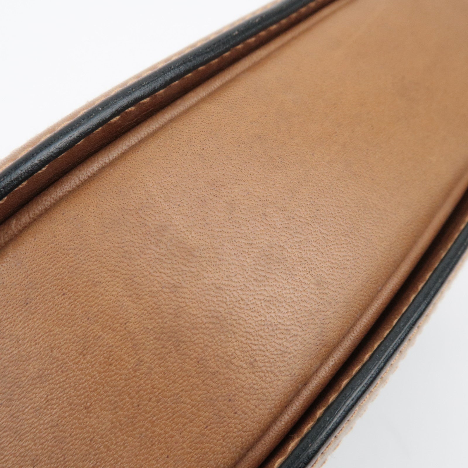 GUCCI Old Gucci Micro GG Canvas leren schoudertas zwartbruin 