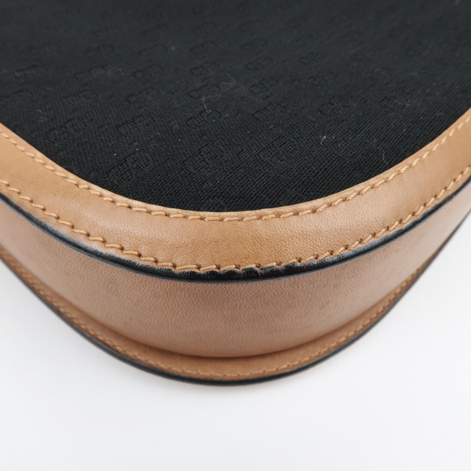 GUCCI Old Gucci Micro GG Canvas leren schoudertas zwartbruin 