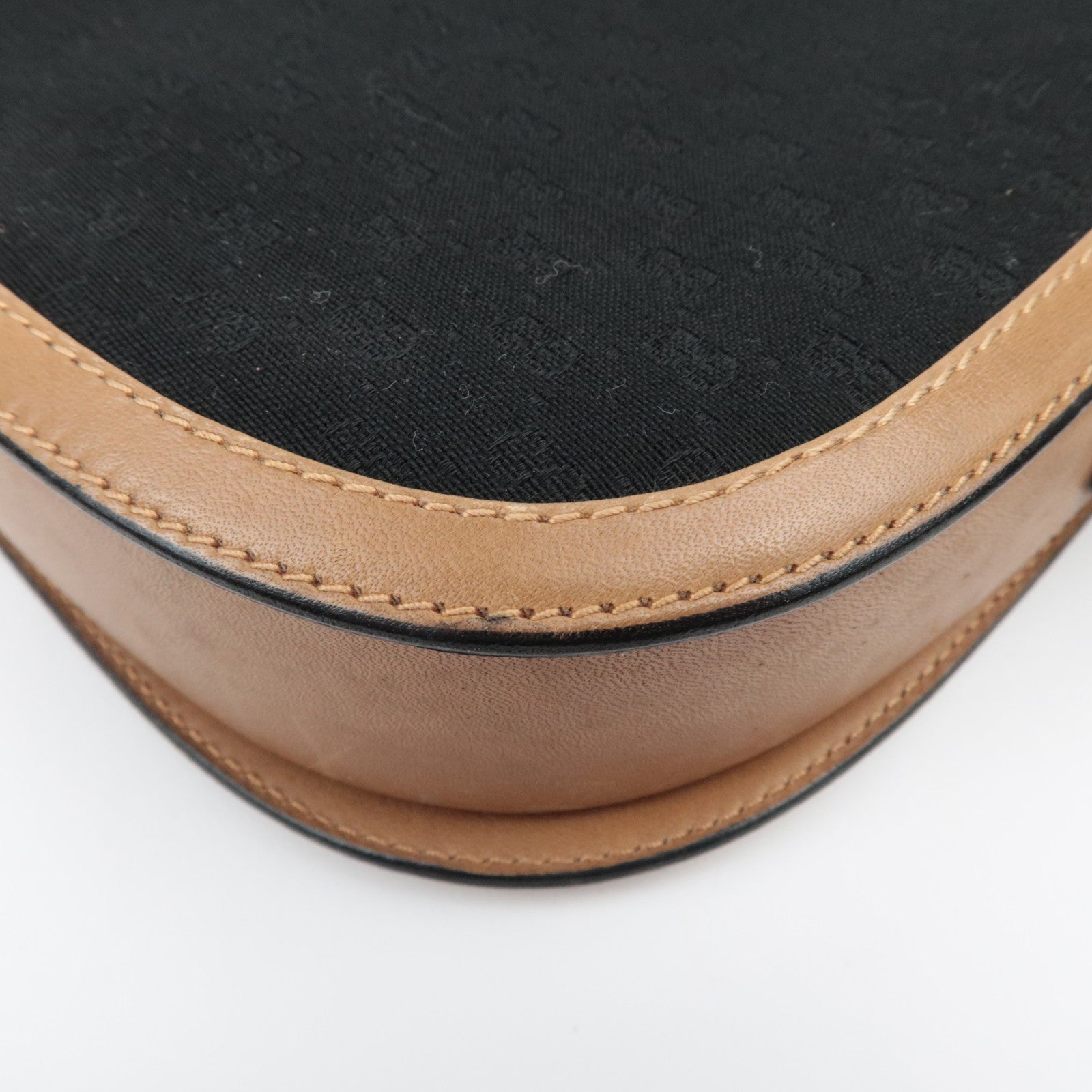 GUCCI Old Gucci Micro GG Canvas leren schoudertas zwartbruin 