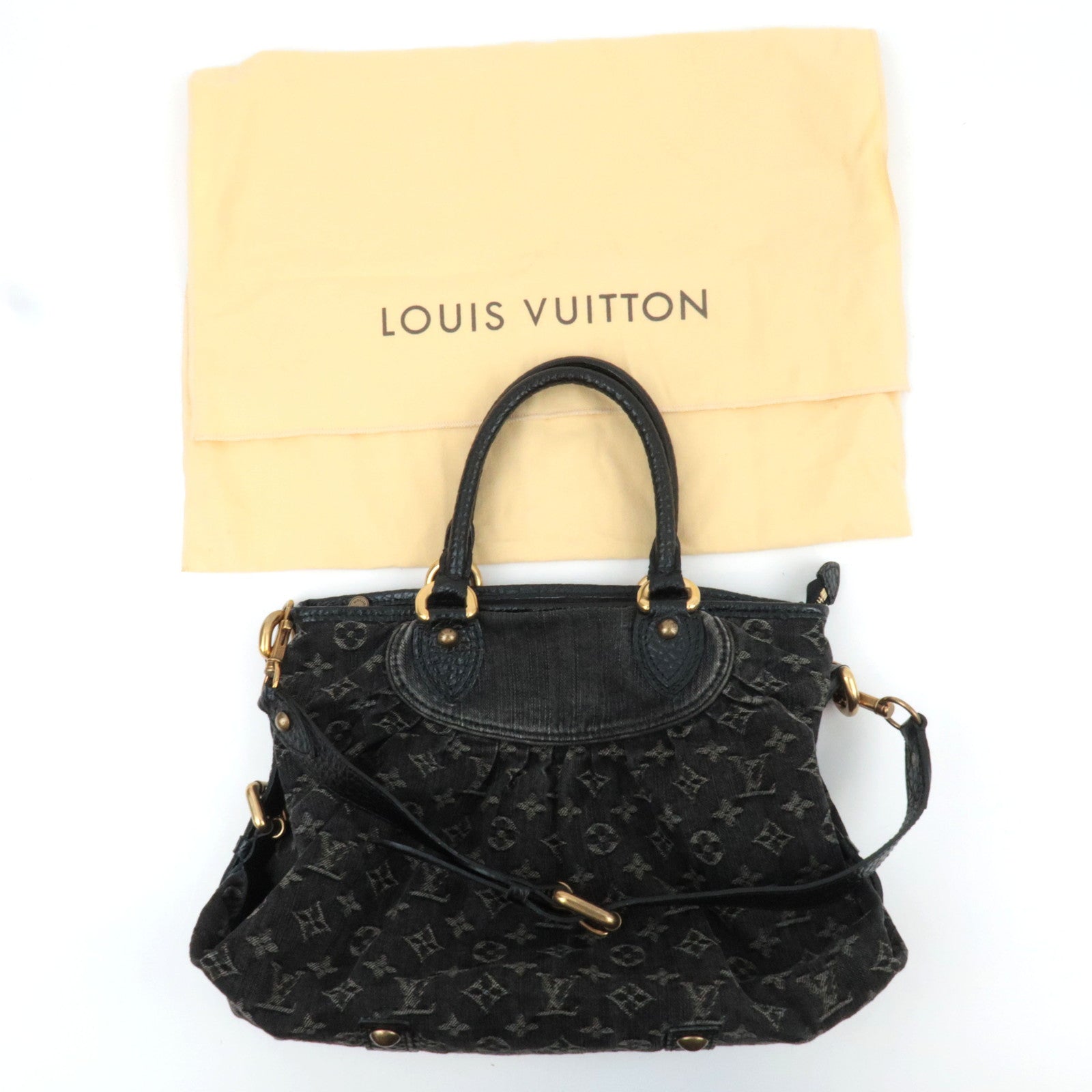 Louis Vuitton Monogram Denim Neo Cabby MM 2Way Bag Noir M95351 AS4075 *Dust bag, Strap