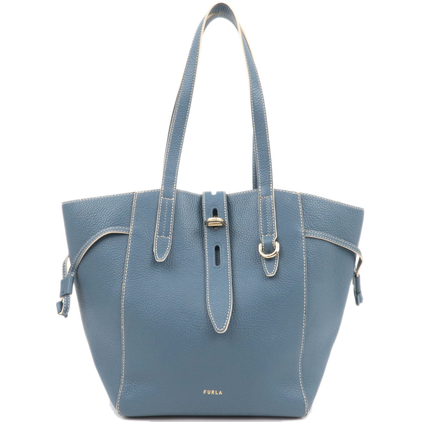 FURLA Leather  Shoulder Bag Tote Bag Blue208932