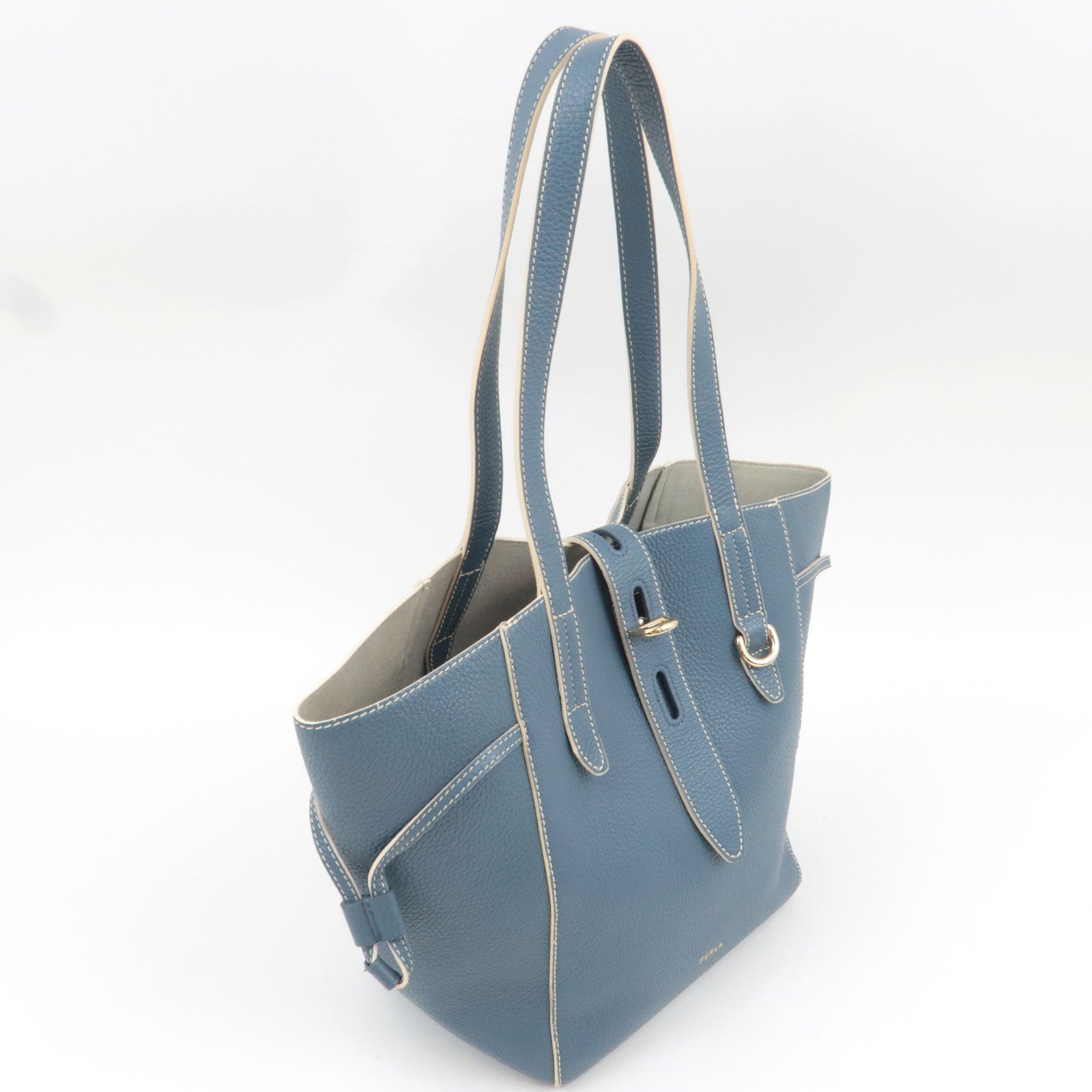 FURLA Leather  Shoulder Bag Tote Bag Blue