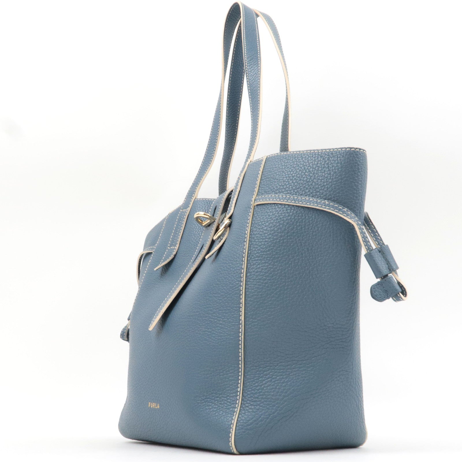 FURLA Leather  Shoulder Bag Tote Bag Blue