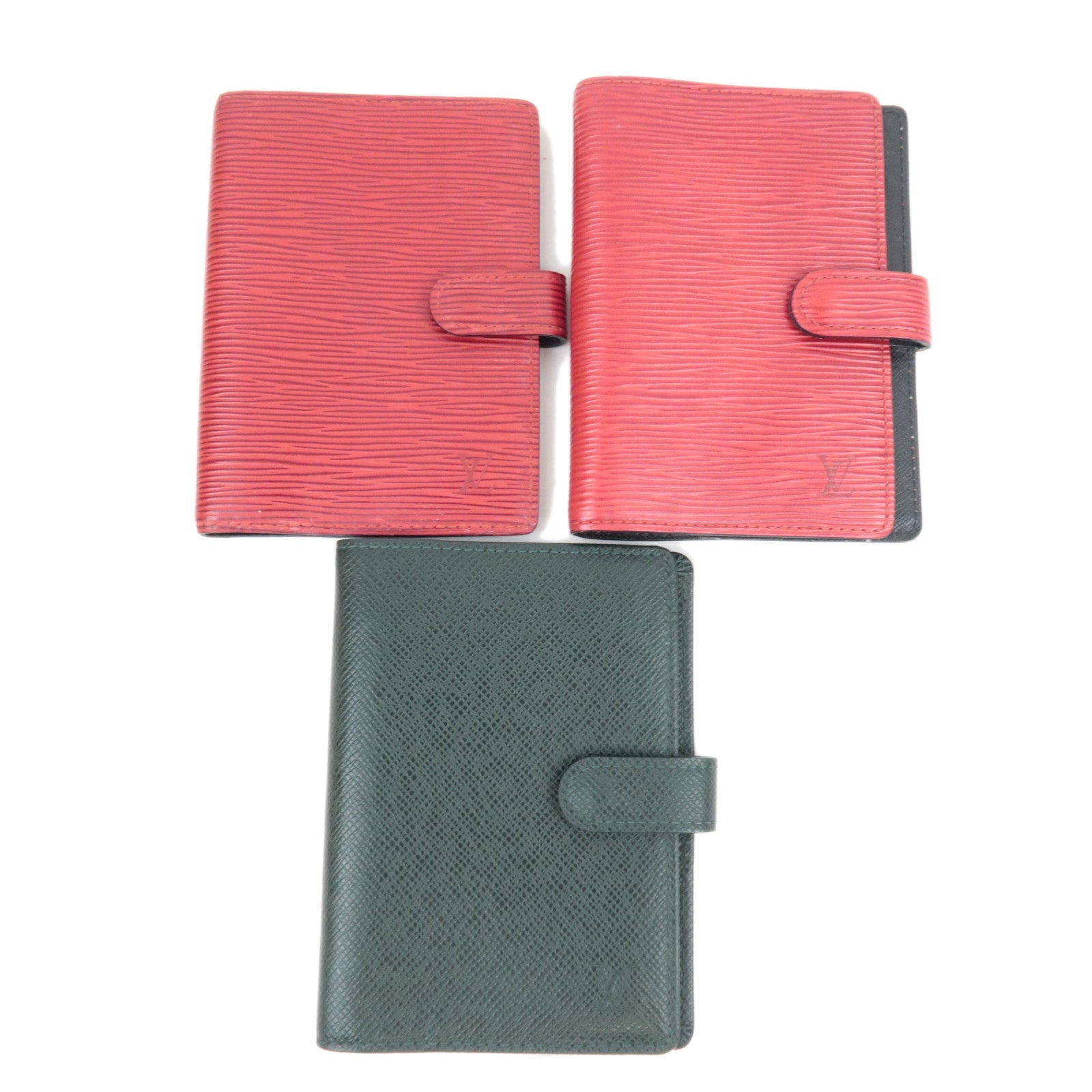 Louis Vuitton Set of 3 Epi Agenda PM Castilian Red R20057 & Taiga Agenda PM Epicea R2043453183
