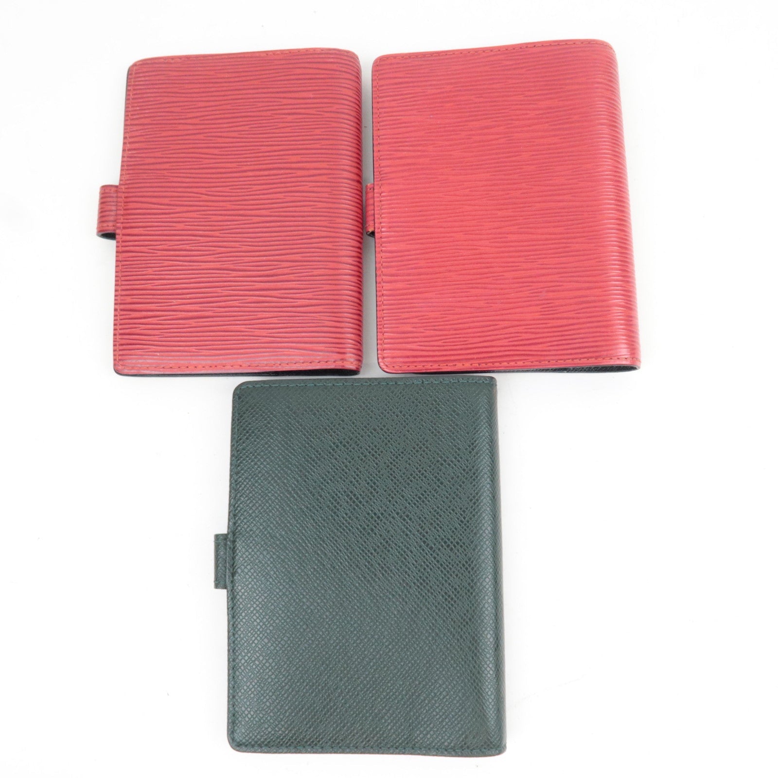 Louis Vuitton Set of 3 Epi Agenda PM Castilian Red R20057 & Taiga Agenda PM Epicea R20434