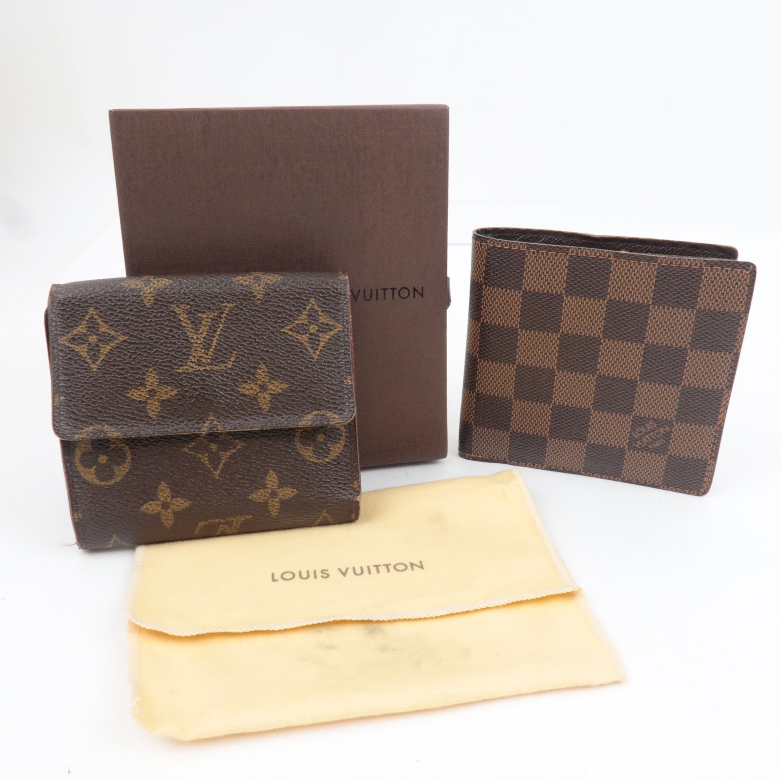 Louis Vuitton Set of 2 Monogram Porte Monnaie Carte Credit M61652 & Damier Porte Billet Carte Credit Monnaie N61665