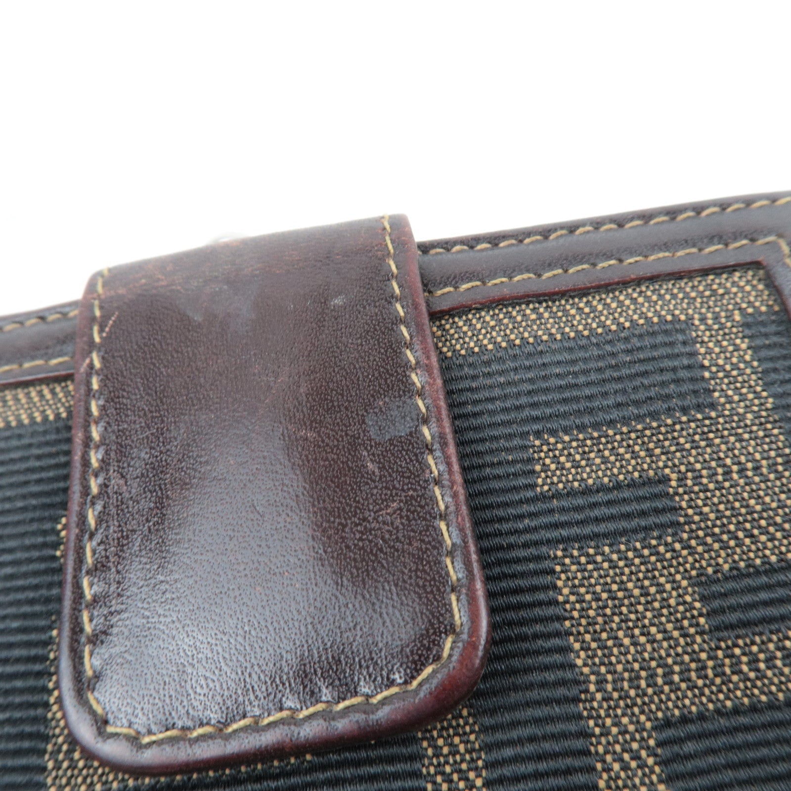FENDI Zucca Bifold Wallet Canvas Leather Brown Black 30782