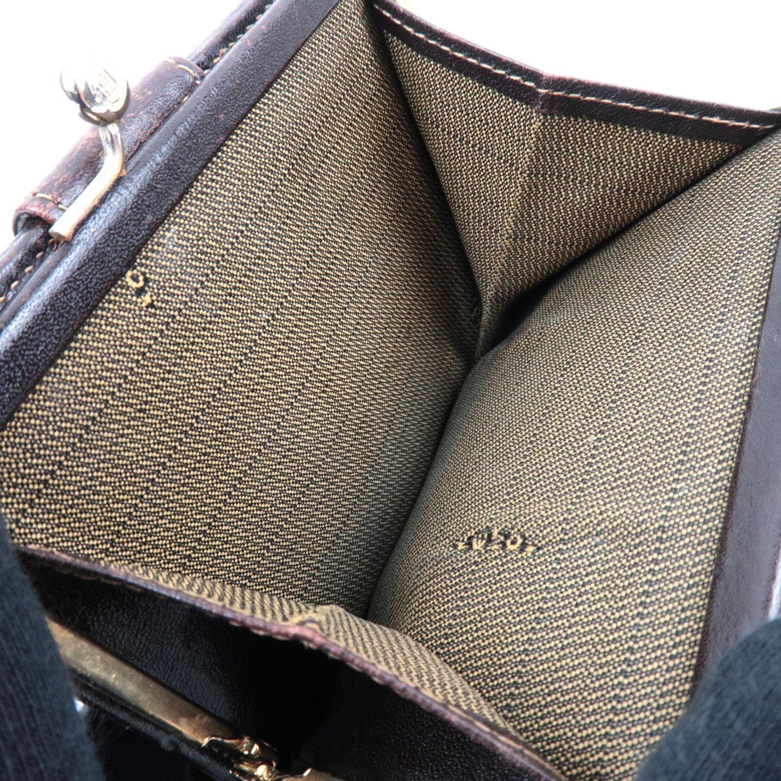 FENDI Zucca Bifold Wallet Canvas Leather Brown Black 30782