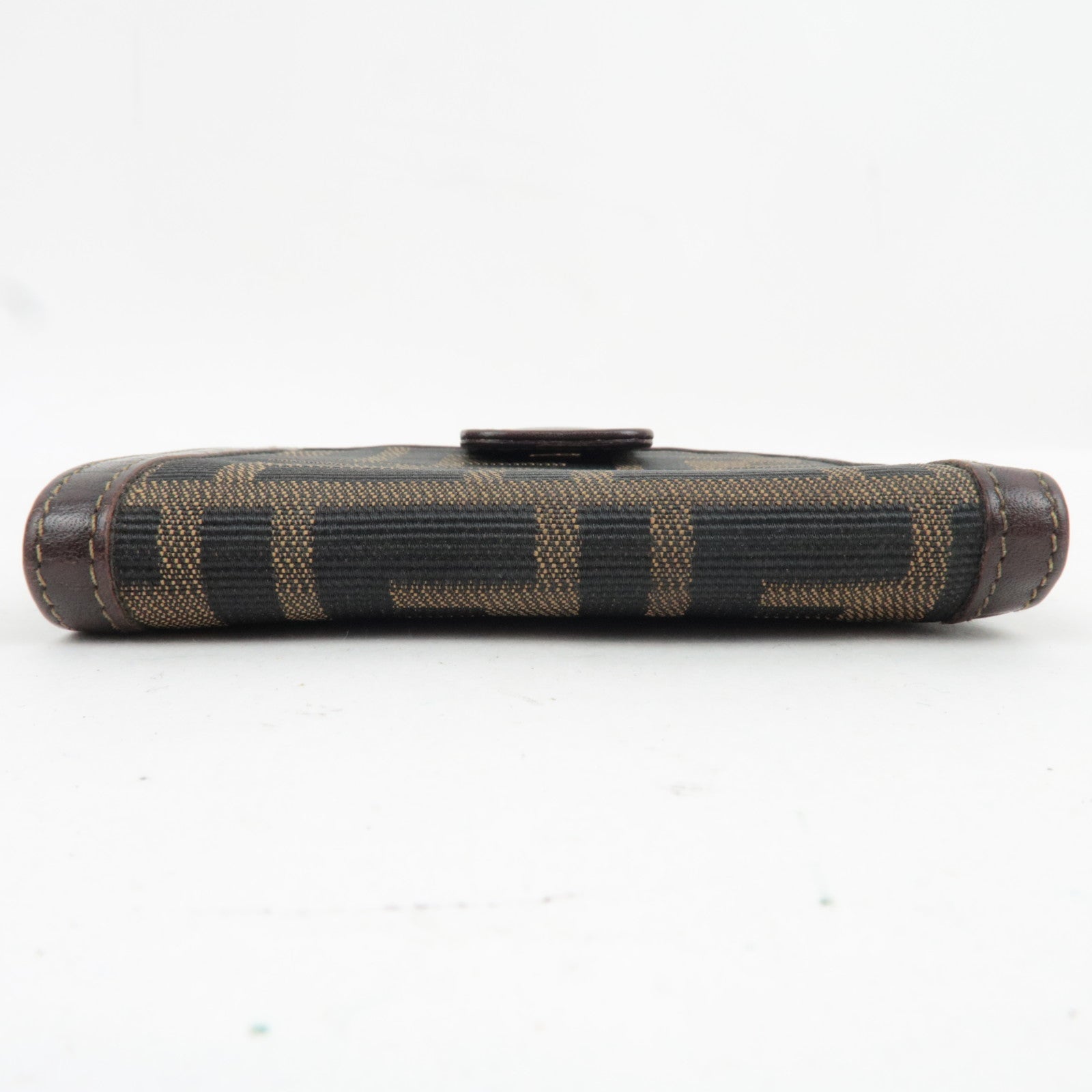 FENDI Zucca Bifold Wallet Canvas Leather Brown Black 30782