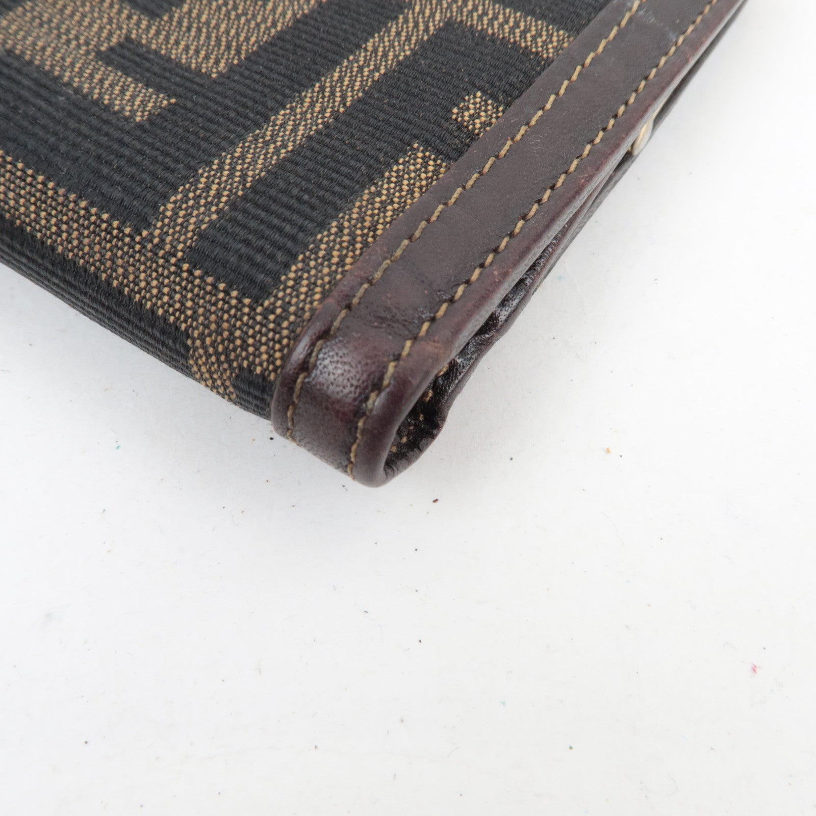 FENDI Zucca Bifold Wallet Canvas Leather Brown Black 30782
