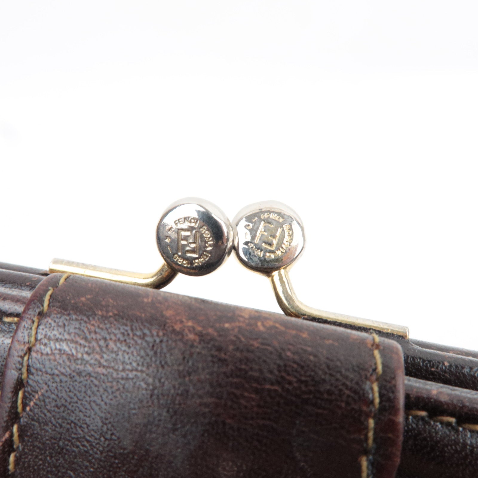 FENDI Zucca Bifold Wallet Canvas Leather Brown Black 30782