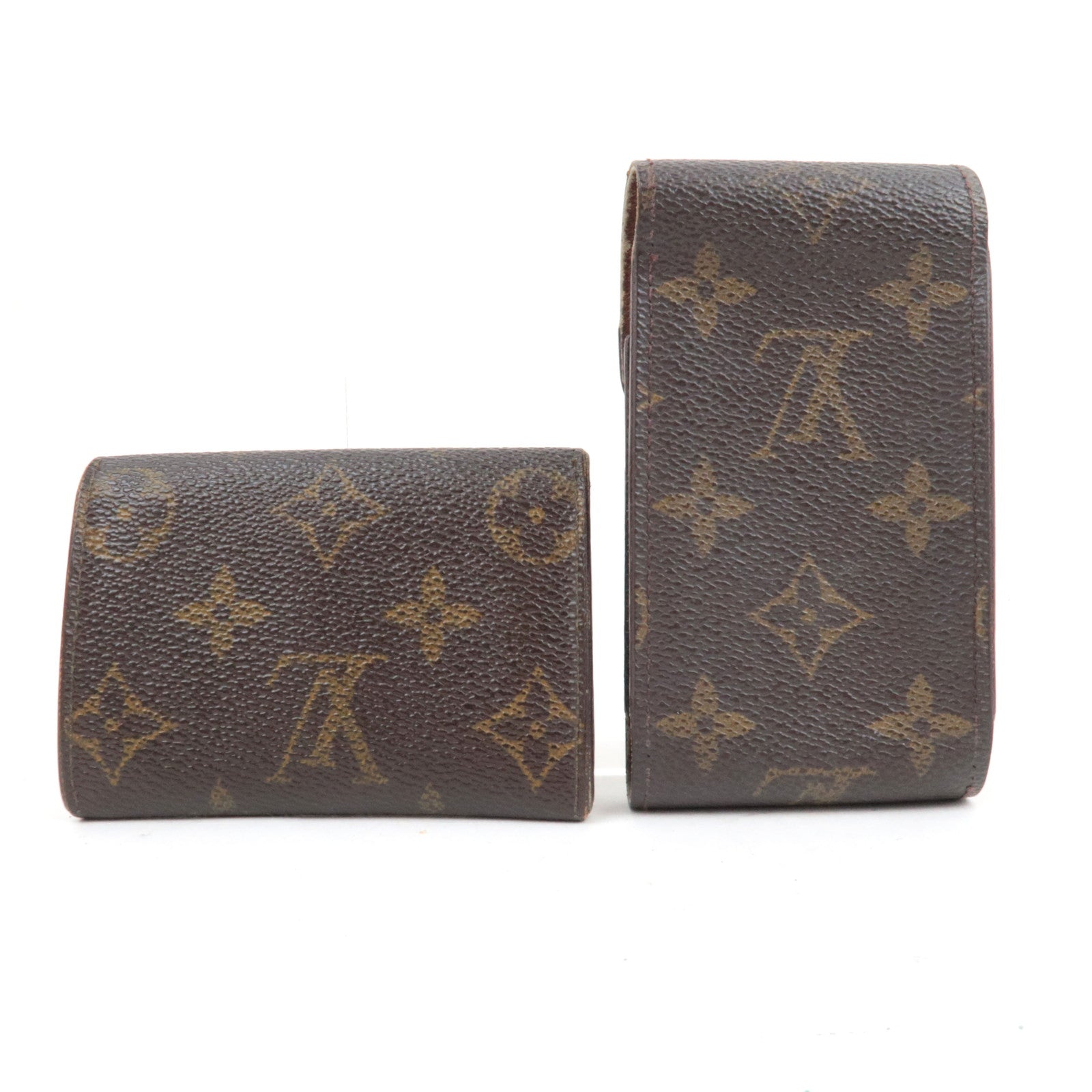 Louis Vuitton Set of 2 Monogram Porte Monnaie Plat Wallet M61930 & Etui Cigarettes Cigarette Case M63024