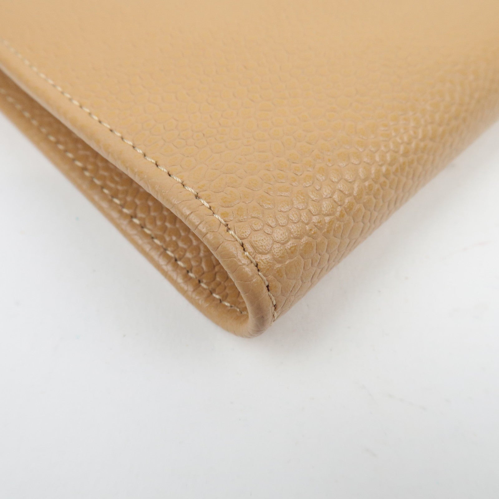 CHANEL Coco Mark Caviar Skin Long Wallet Beige