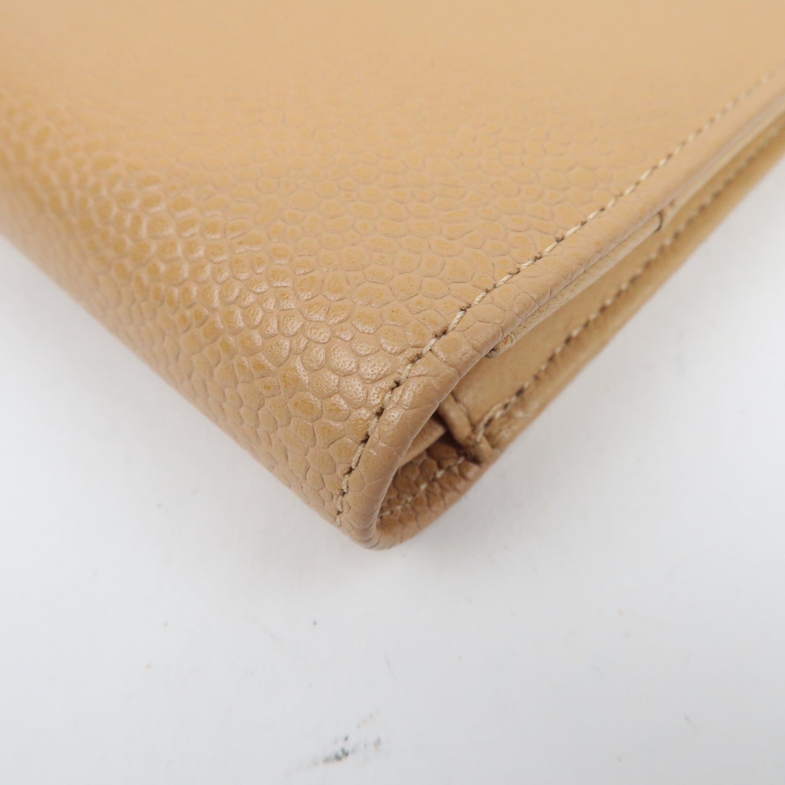 CHANEL Coco Mark Caviar Skin Long Wallet Beige