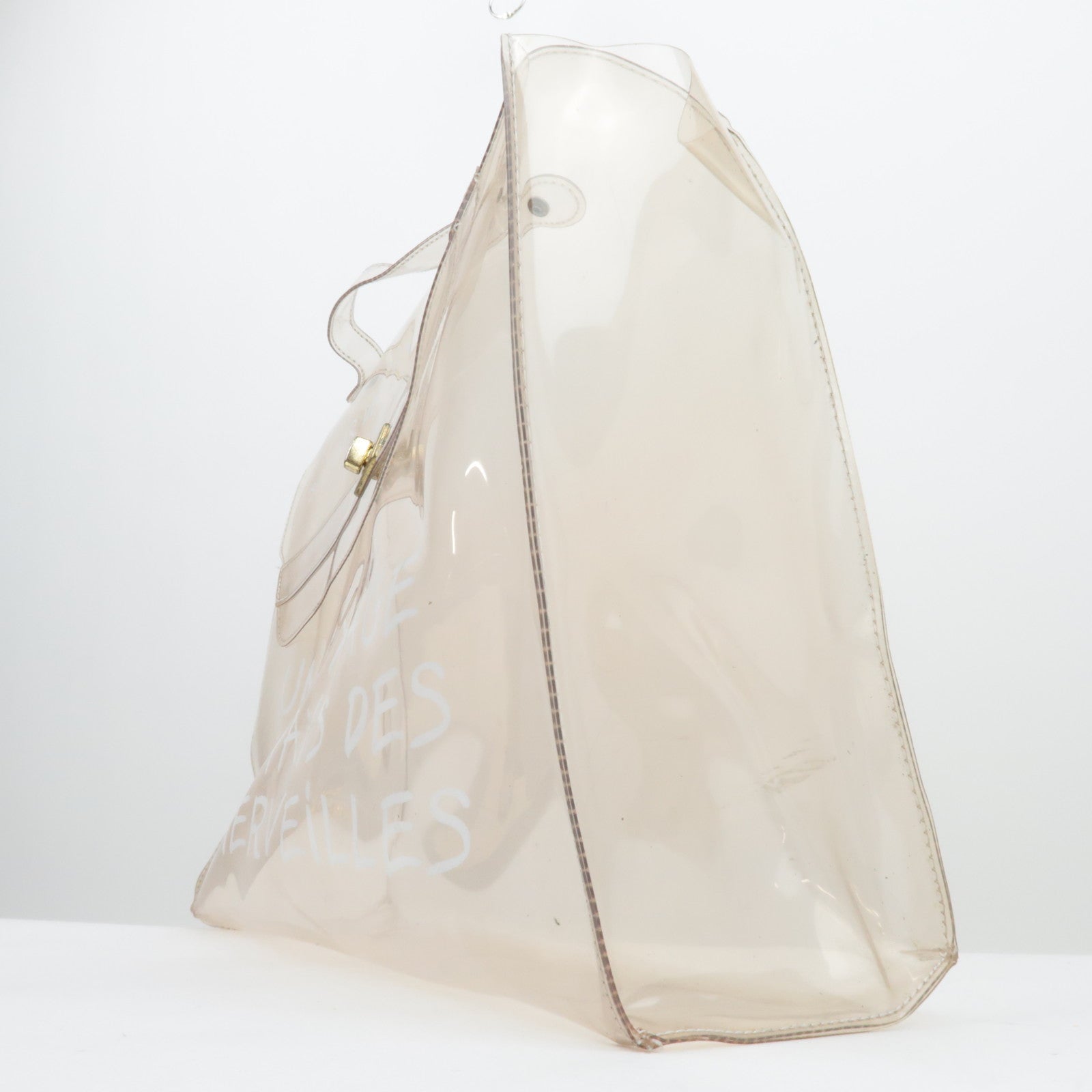 HERMES Vinyl Kelly handtas met doorzichtige gouden hardware 