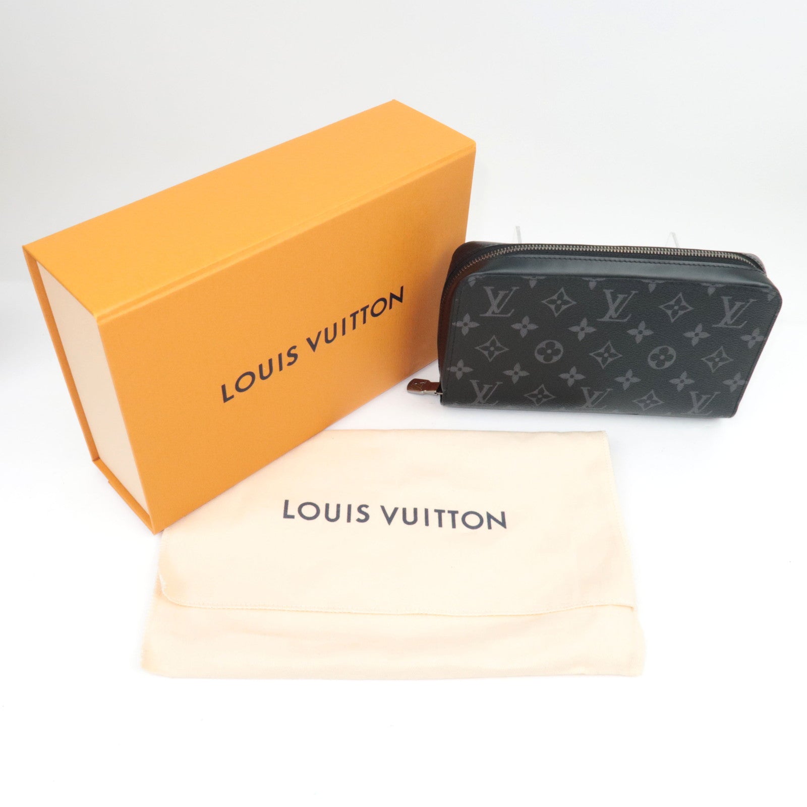 Louis Vuitton Monogram Eclipse Zippy XL portemonnee zwart M61698/RFID *Doos, stofzak 
