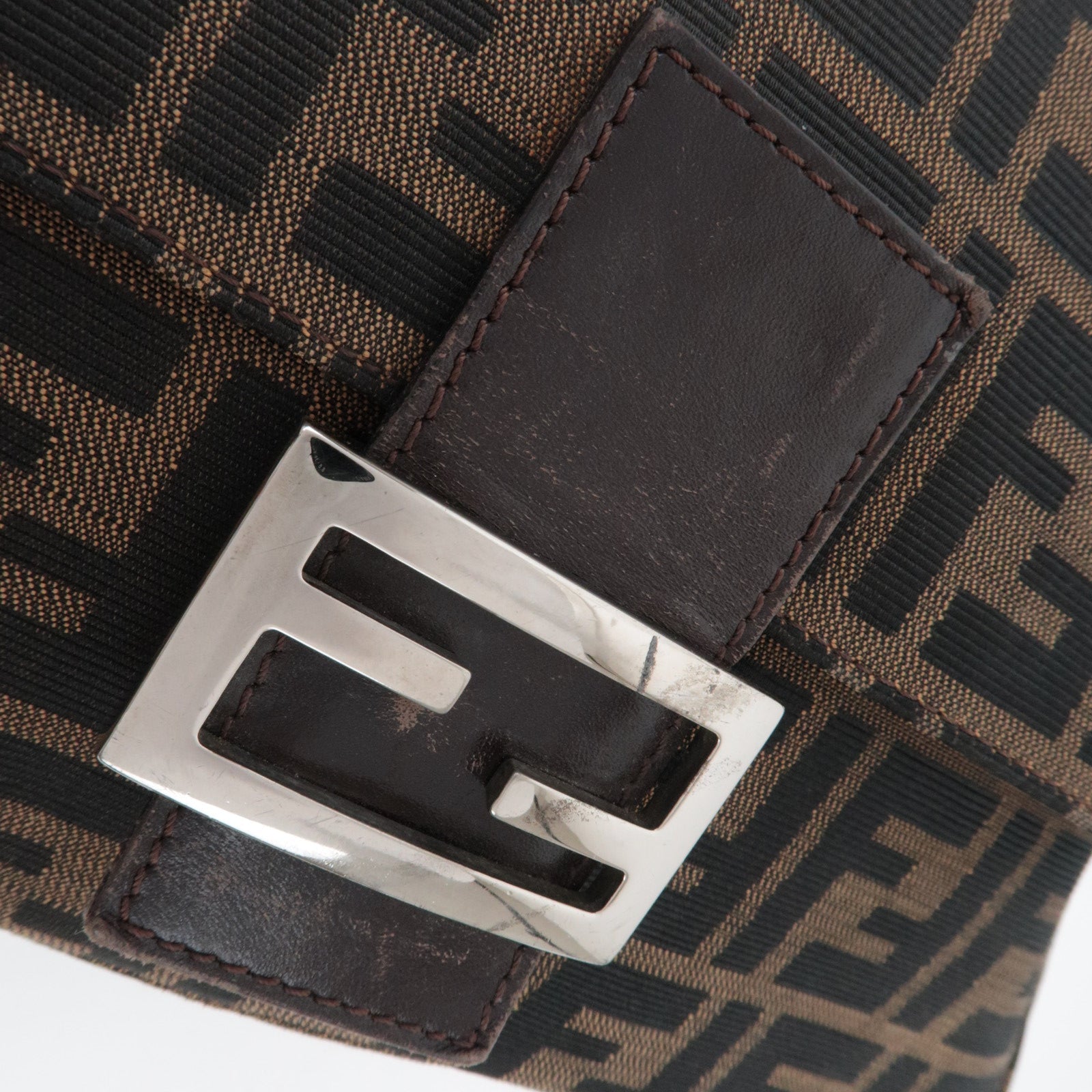 FENDI Zucca Mamma Baguette Shoulder Bag Brown