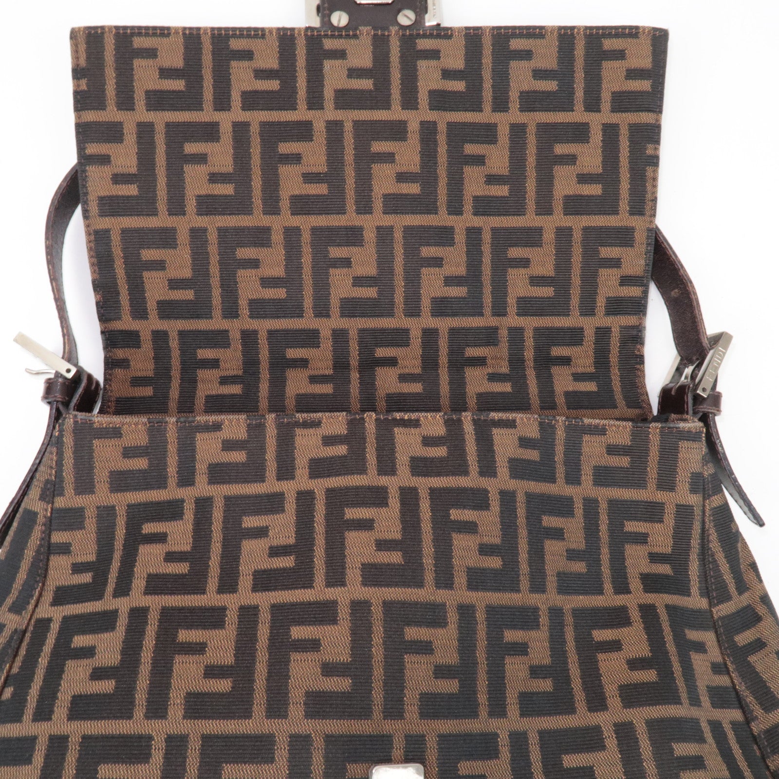 FENDI Zucca Mamma Baguette Shoulder Bag Brown
