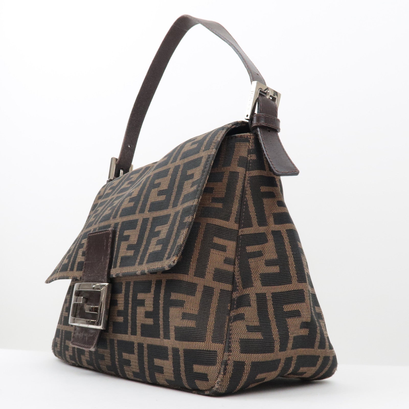 FENDI Zucca Mamma Baguette Shoulder Bag Brown
