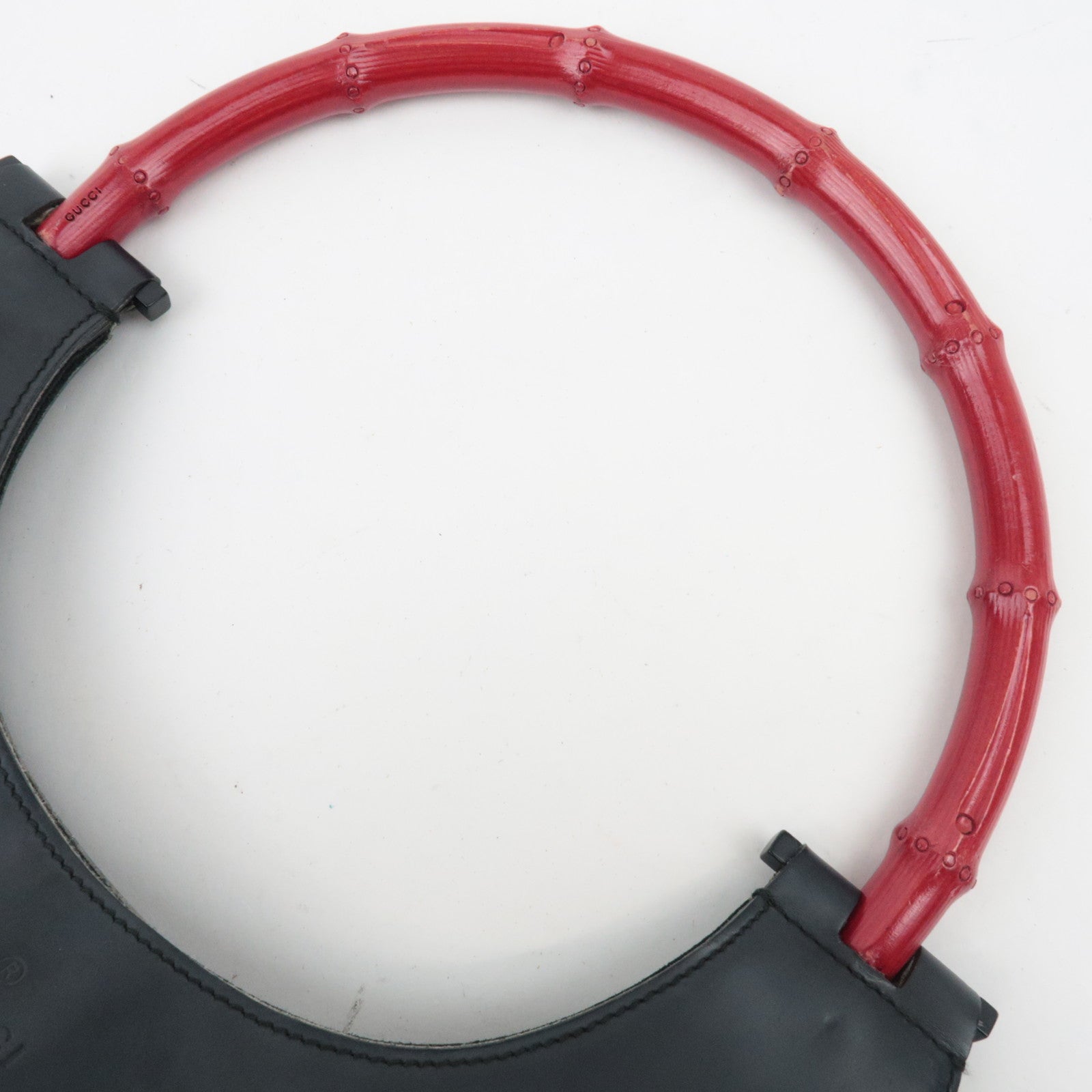 GUCCI Bamboe Schoudertas Zwart Rood 001-3739/002058 *Stofzak 