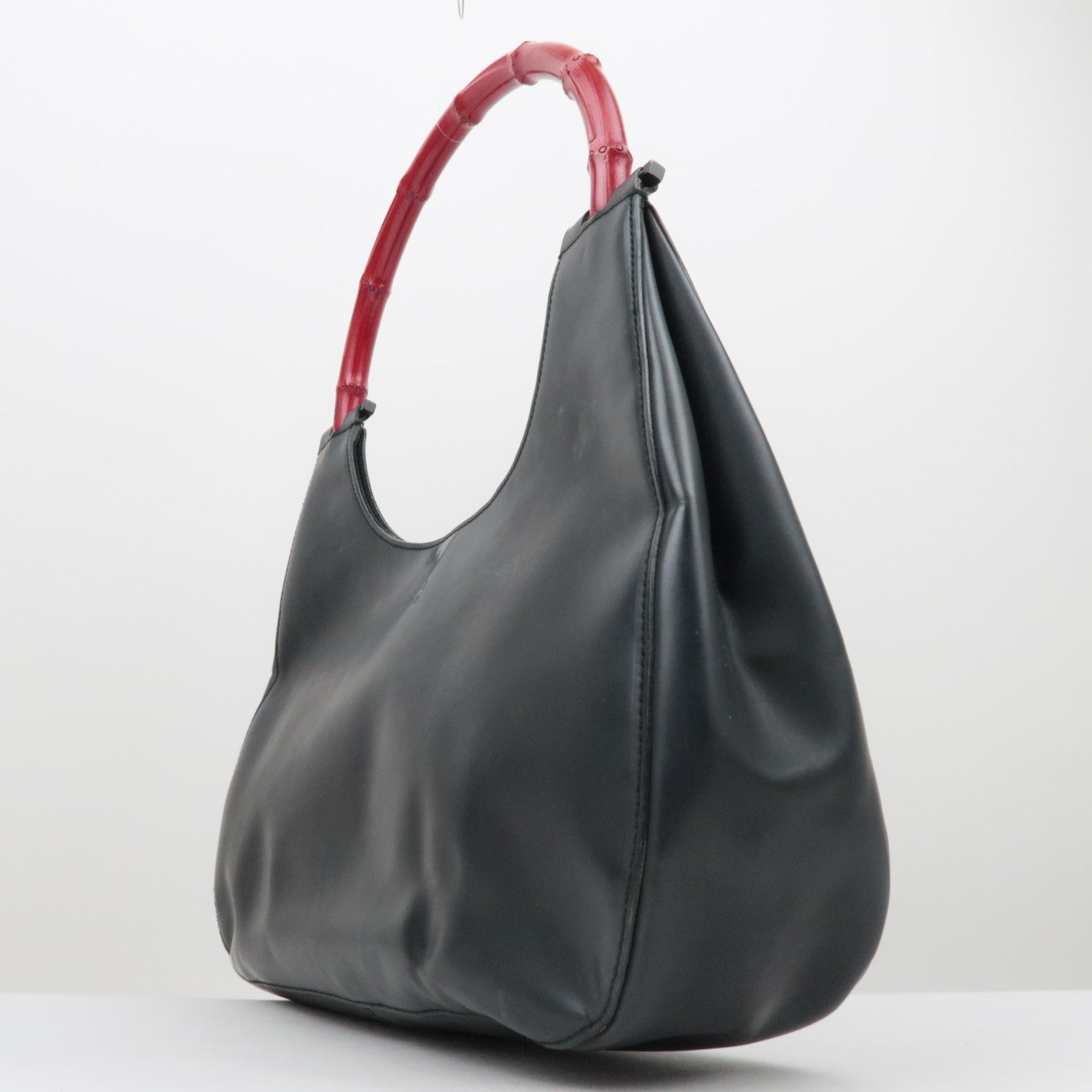 GUCCI Bamboe Schoudertas Zwart Rood 001-3739/002058 *Stofzak 